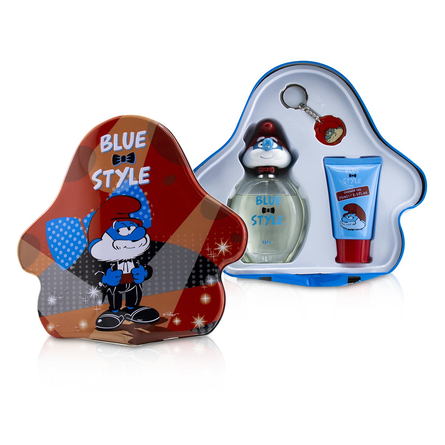 The Smurfs Papa Coffret: Eau De Toilette Spray 100ml/3.4oz + Shower Gel 75ml/2.5oz + Key Chain (Box Slightly Damaged) 3pcs