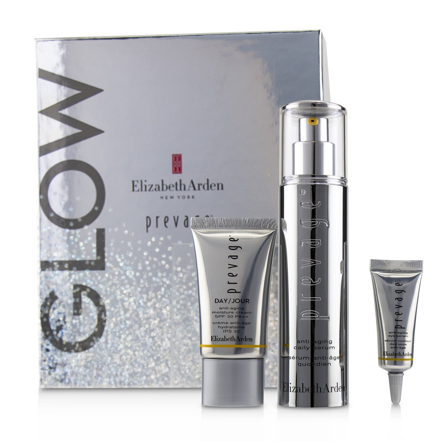 Prevage by Elizabeth Arden Anti-Aging Glow Set : Daily Serum 50ml + Moisture Cream SPF30 15ml + Eye Serum 5ml 3pcs