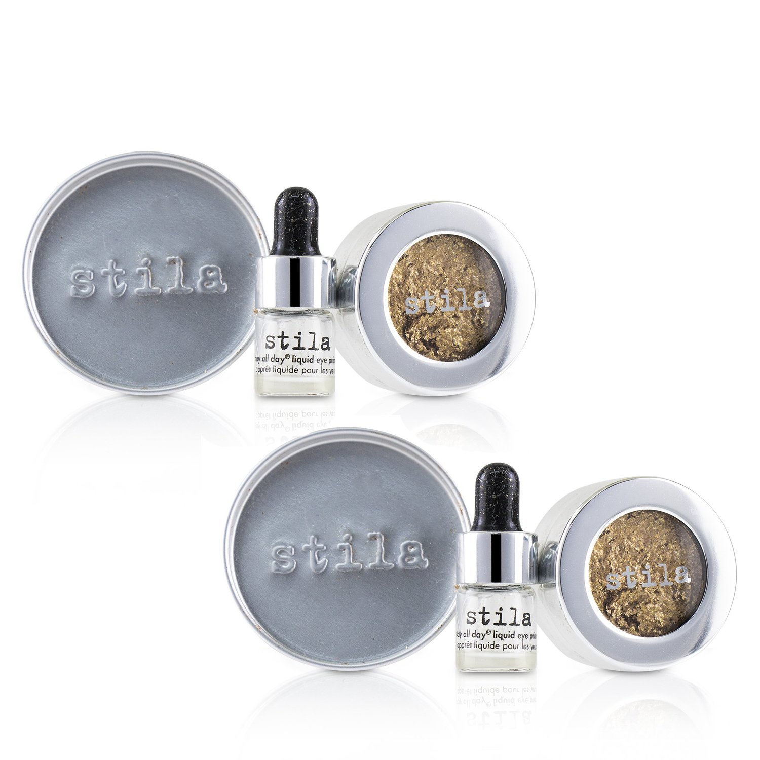 Stila Magnificent Metals Foil Finish Sombra de Ojos con Primer de Ojos Líquido Para Todo el Día Dúo Pack 2x2pcs