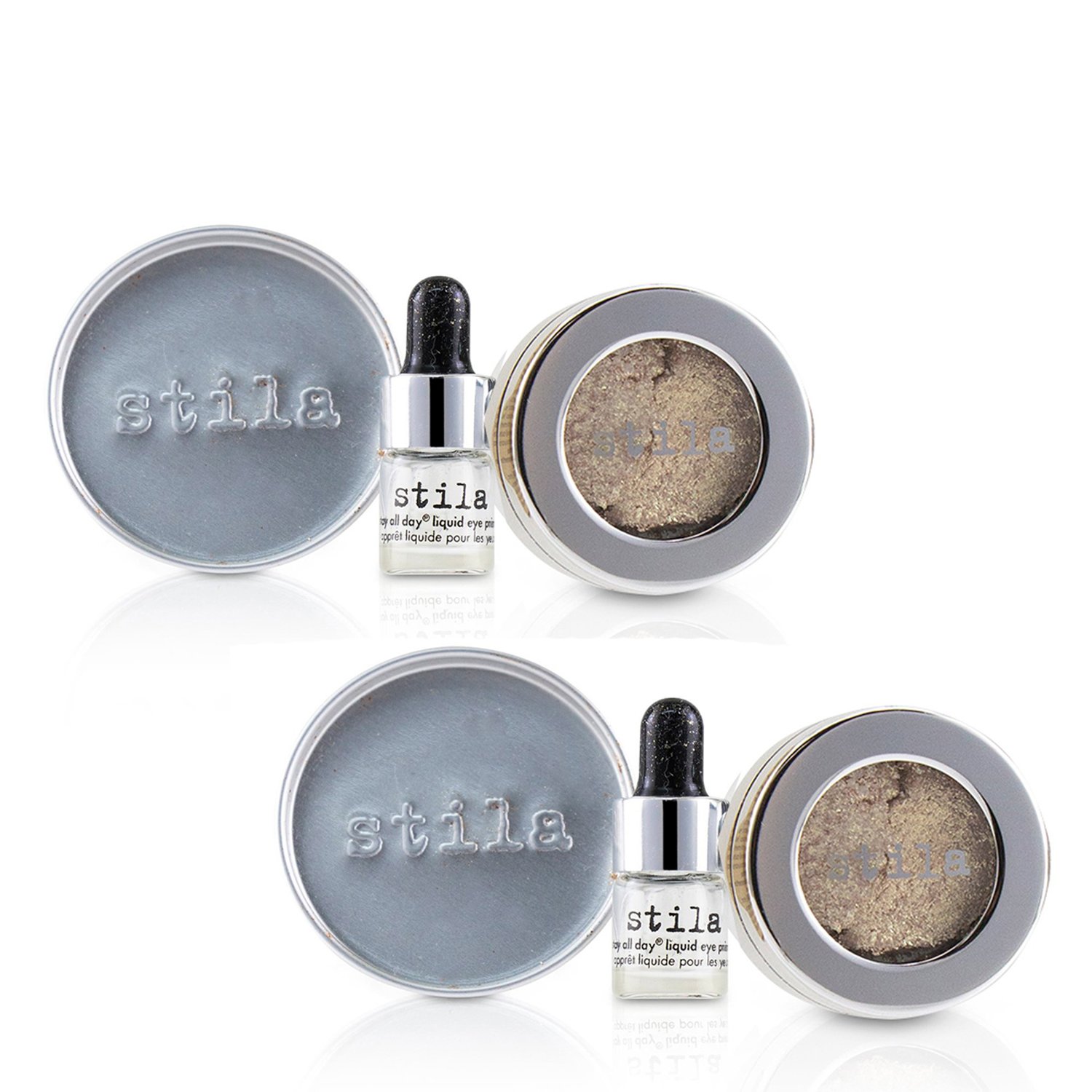 Stila ظلال عيون Magnificent Metals Foil Finish مع برايمر سائل صغير للعيون يدوم طوال النهار (عدد 2) 2x2pcs