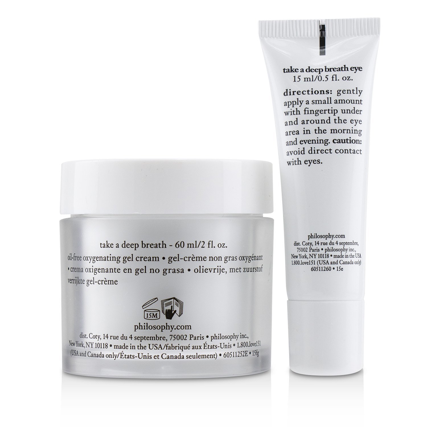 Philosophy Take A Deep Breath Oxygenating Dúo de Rostro & Ojos: Gel Crema Facial 60ml + Gel Crema de Ojos 15ml 2pcs