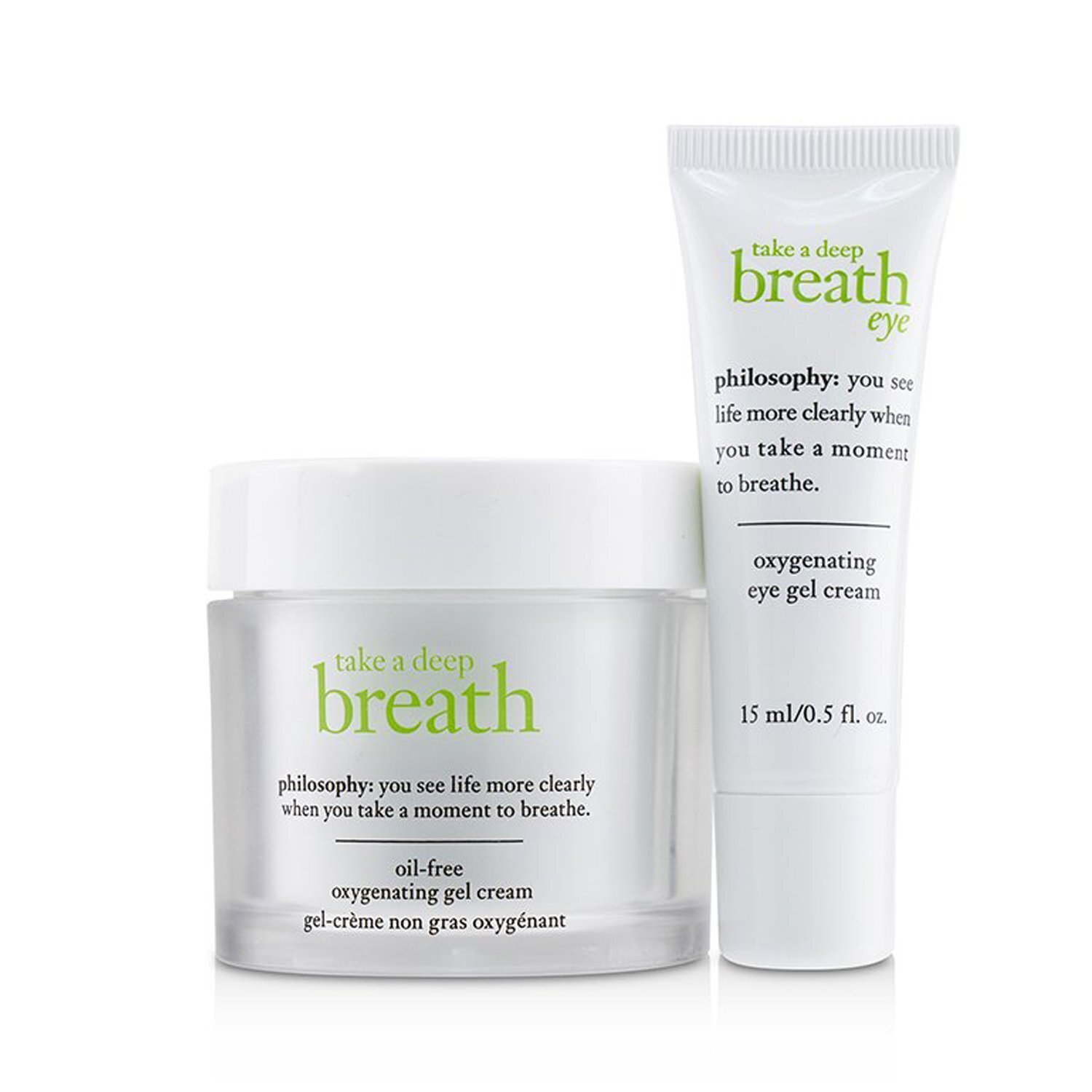 Philosophy Take A Deep Breath Oxygenating Dúo de Rostro & Ojos: Gel Crema Facial 60ml + Gel Crema de Ojos 15ml 2pcs