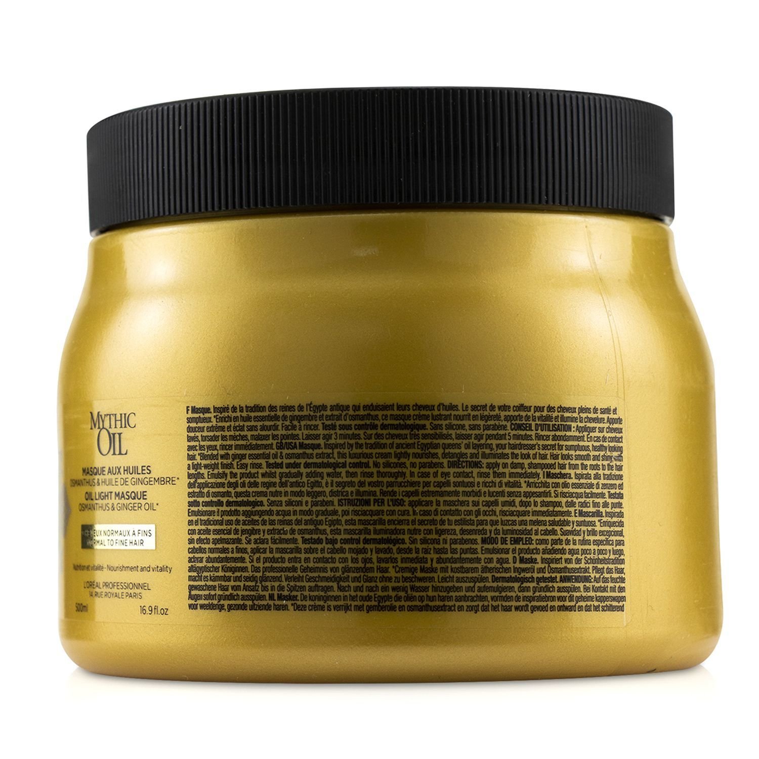 L'Oreal Professionnel Mythic Oil Aceite Mascarilla Ligera con Aceite de Osmanthus y Jengibre (Cabello Normal a Fino) 500ml/16.9oz