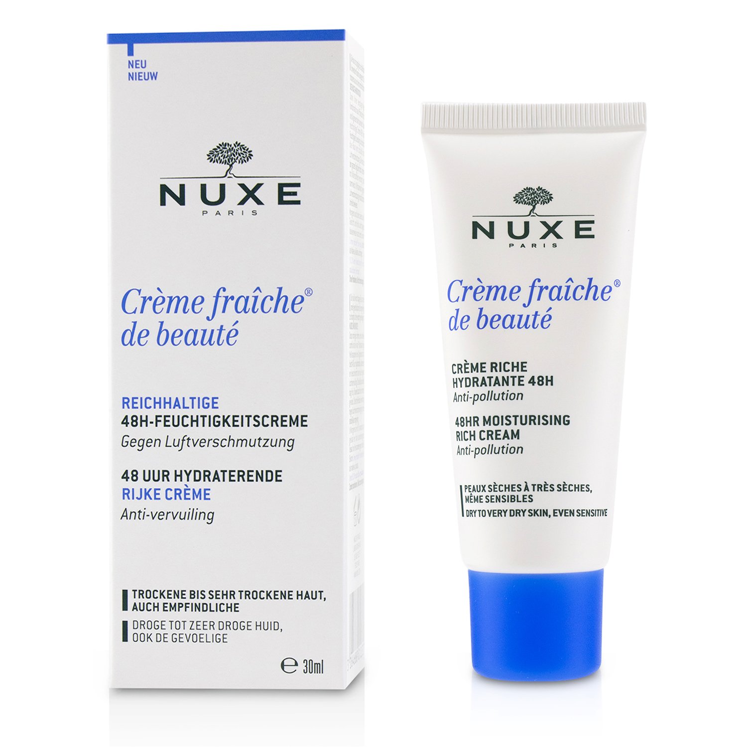 Nuxe Creme Fraiche De Beaute Crema Hidratante Rica 48HRS - Para Piel Seca a Muy Seca, Incluso Sensible 30ml/1oz