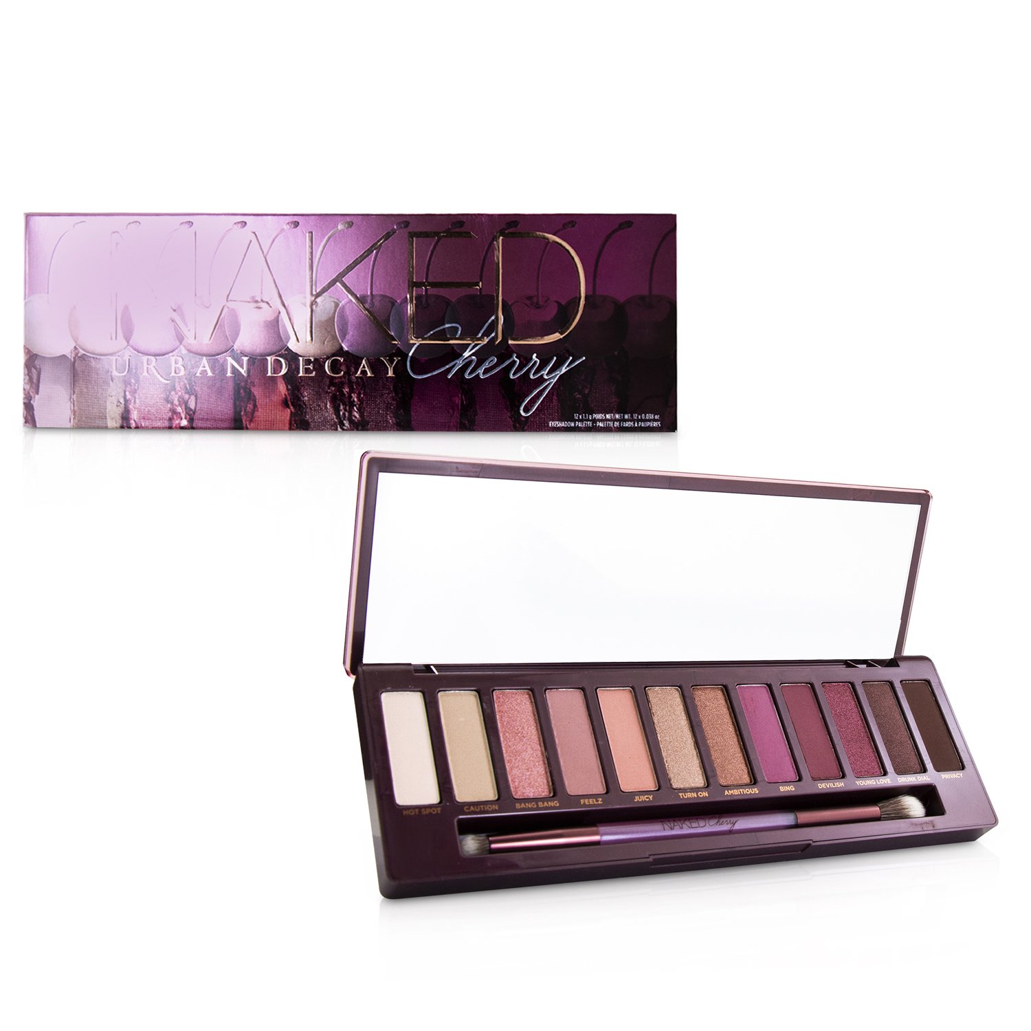 Urban Decay Naked Cherry Eyeshadow Palette: 12x Eyeshadow, 1x Double Ended Brush 12x1.1g/0.038oz