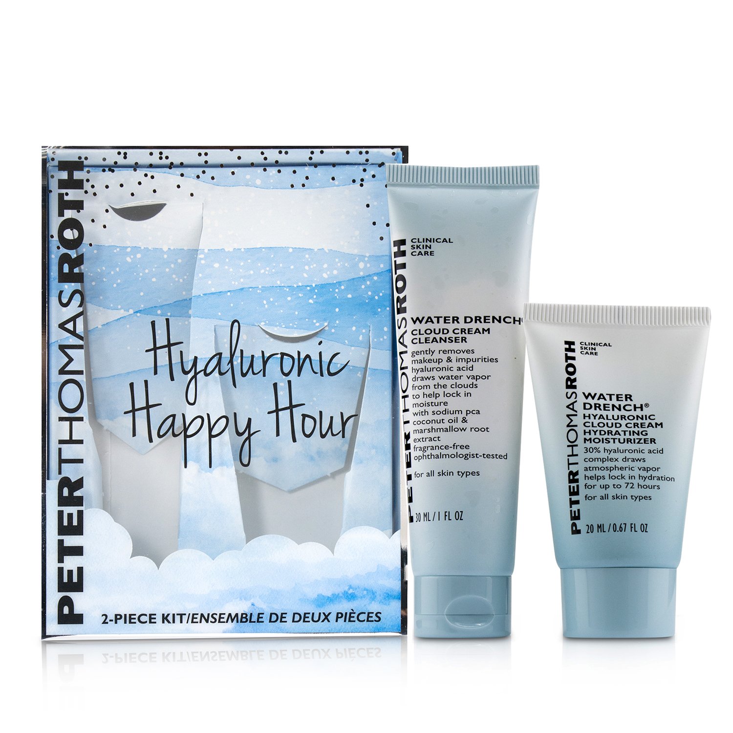 Peter Thomas Roth Hyaluronic Happy Hour 2-Piece Kit: 1x Cleanser 30ml + 1x Moisturizer 20ml 2pcs