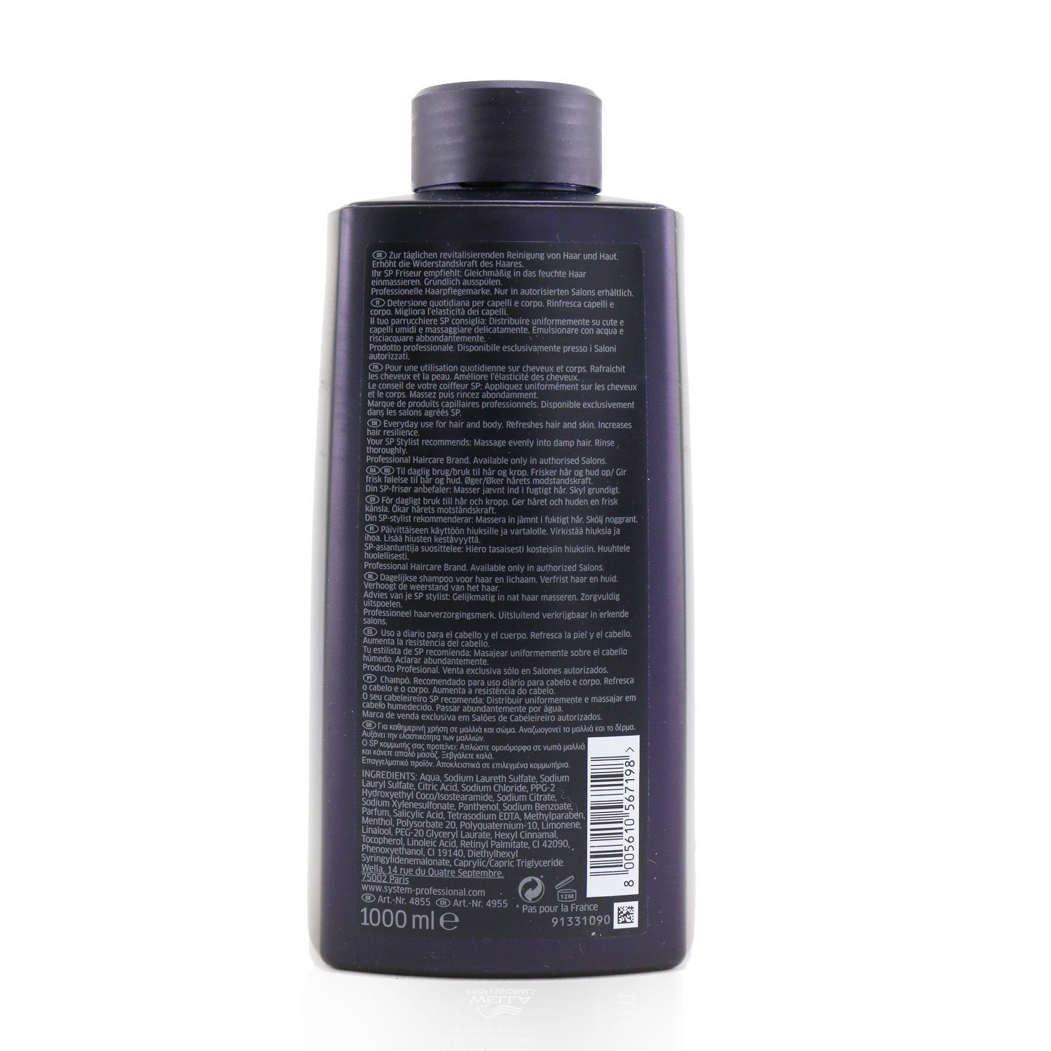 Wella SP Men Refresh Shampoo (For Hair and Body) 1000ml/33.8oz