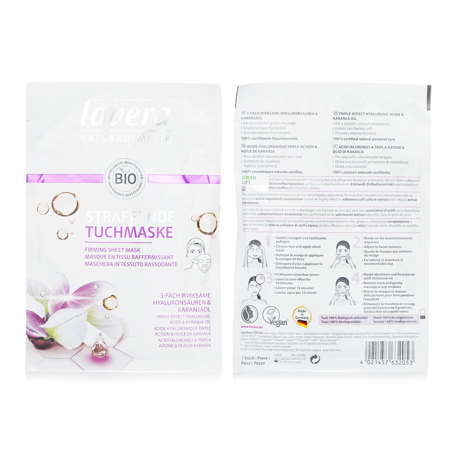 Lavera Triple-Effect Hyaluronic Acids Mascarilla en Hojas Reafirmante 1sheet