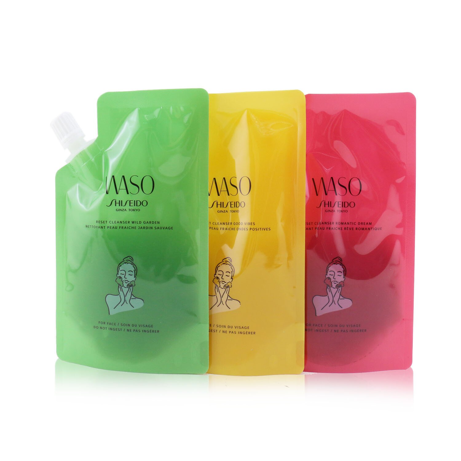 Shiseido Waso Reset Cleanser Squad Kit: 1x Wild Garden 70ml + 1x Romantic Dream 70ml + Good Vibes 70ml 3x70ml/2.3oz