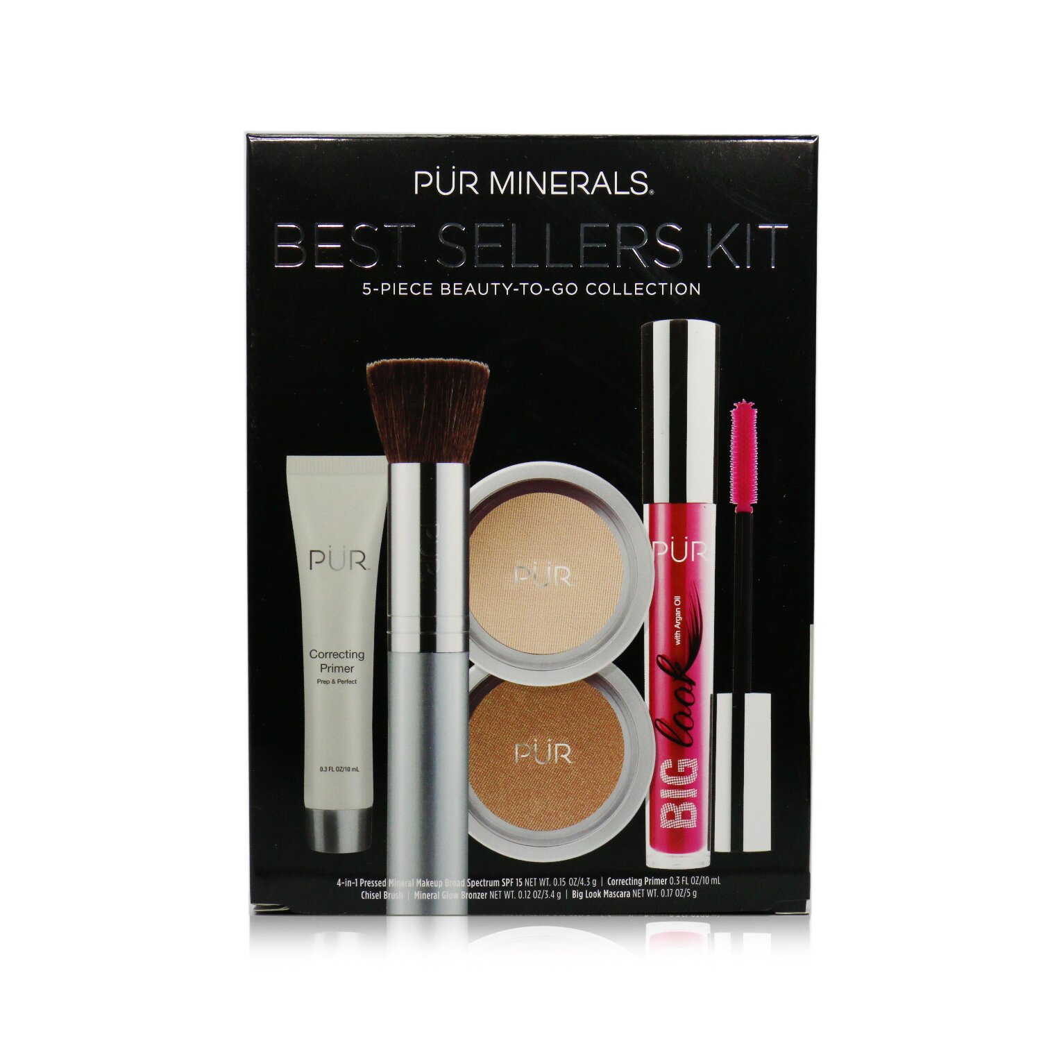 PUR (PurMinerals) Best Sellers Kit (5 Piece Beauty To Go Collection) (1x Primer, 1x Powder, 1x Bronzer, 1x Mascara, 1x Brush) 5pcs