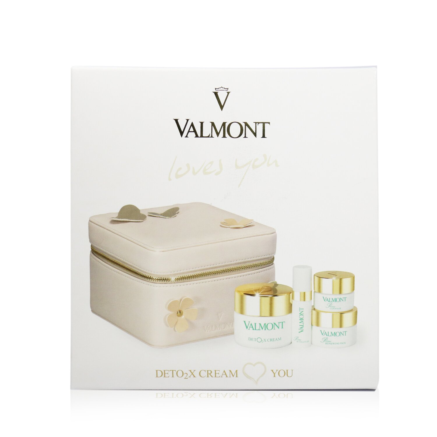 Valmont Zestaw Deto2x Cream Loves You : Prime Renewing Pack 15ml+Prime B-Cellular 5ml+Pime Contour 5ml+Deto2x Cream 25ml 4pcs + 1case