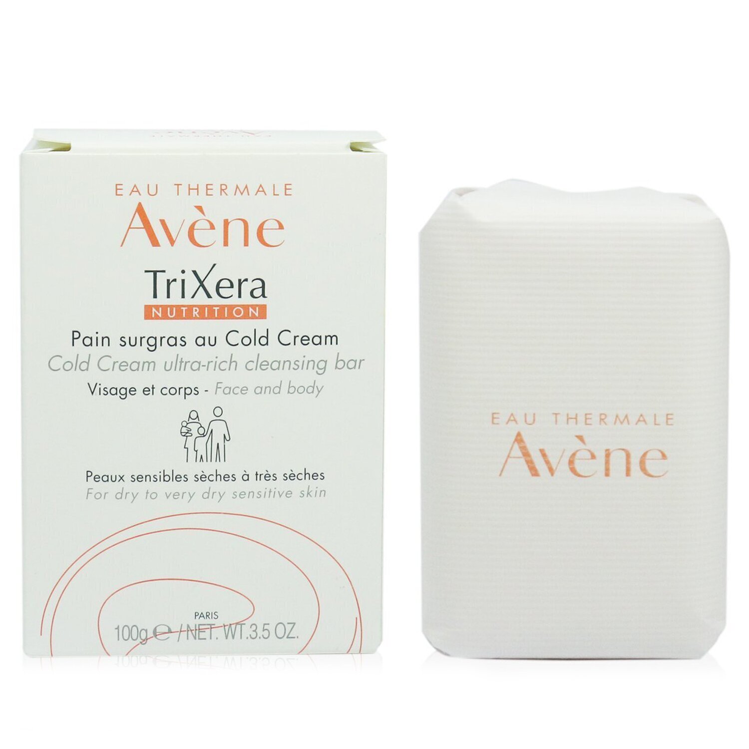 Avene TriXera Nutrition Cold Cream Ultra-Rich Face & Body Cleansing Bar - For Dry to Very Dry Sensitive Skin 100g/3.5oz