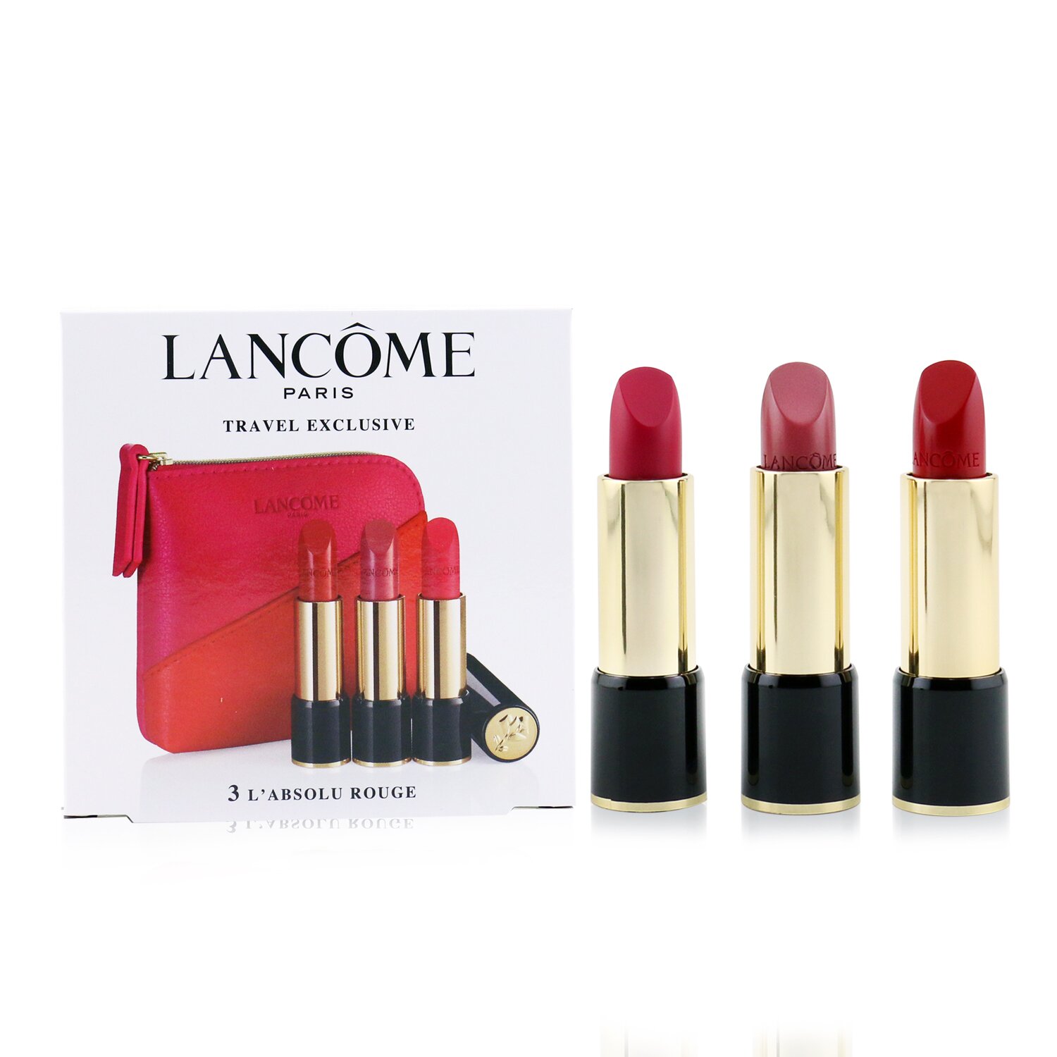 Lancome 3 L'Absolu Rouge Set Trío Moldeador de Color de Labios Hidratante (3x Colores de Labios + Bolsa) 3pcs+1Pouch