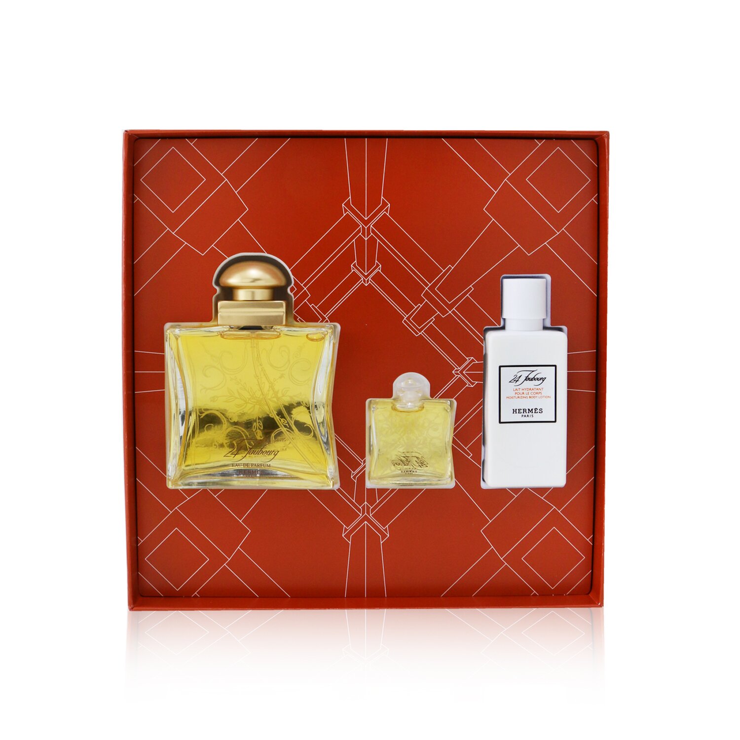 Hermes 24 Faubourg Coffret: Eau De Parfum Spray 50ml/1.6oz + Eau De Parfum 7.5ml/0.25oz + Moisturizing Body Lotion 40ml/1.35oz 3pcs