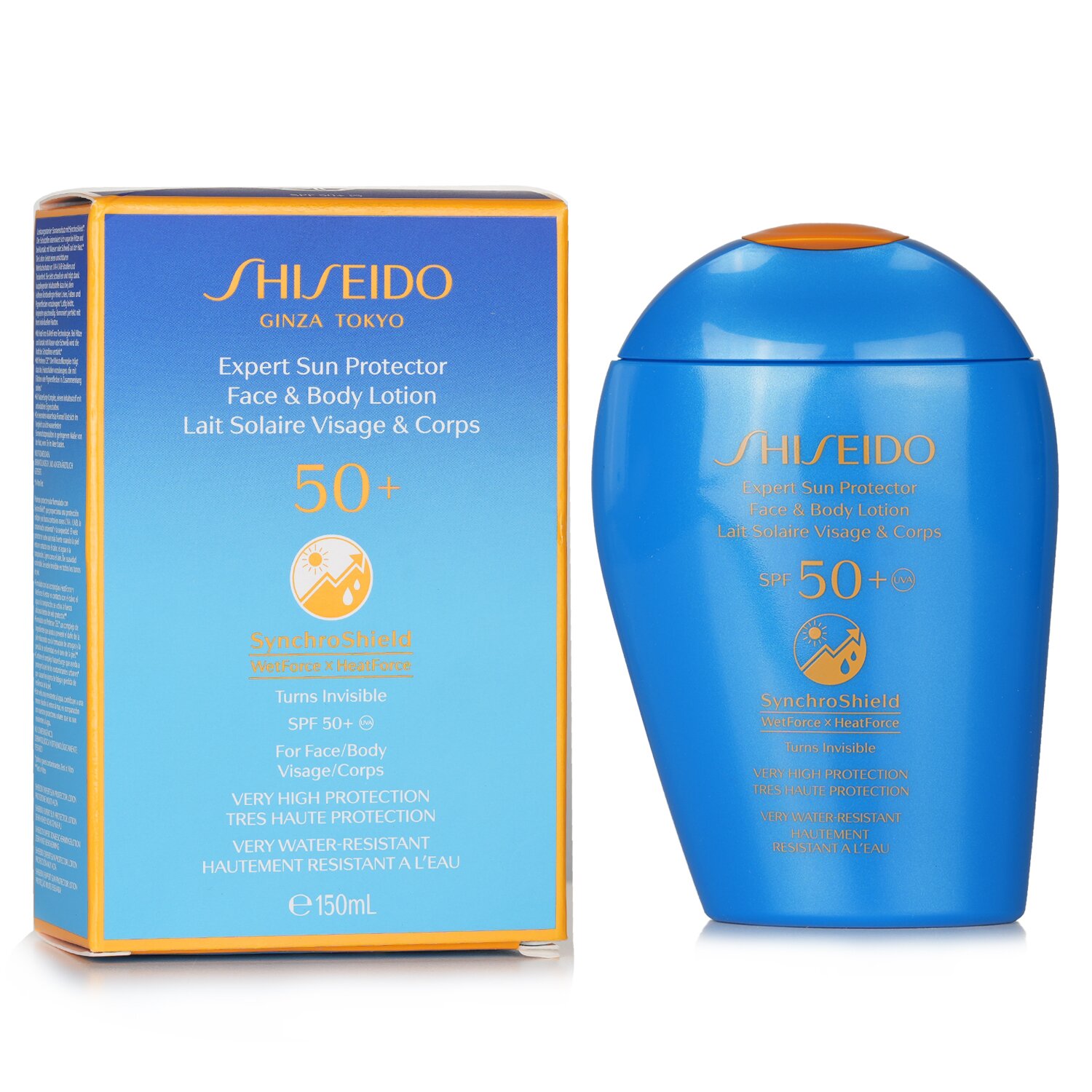Shiseido Expert Sun Protector SPF 50+UVA Loción Corporal & Facial (Se Vuelve Invisible, Protección Muy Alta, Muy Resistente al Agua) 150ml/5.07oz