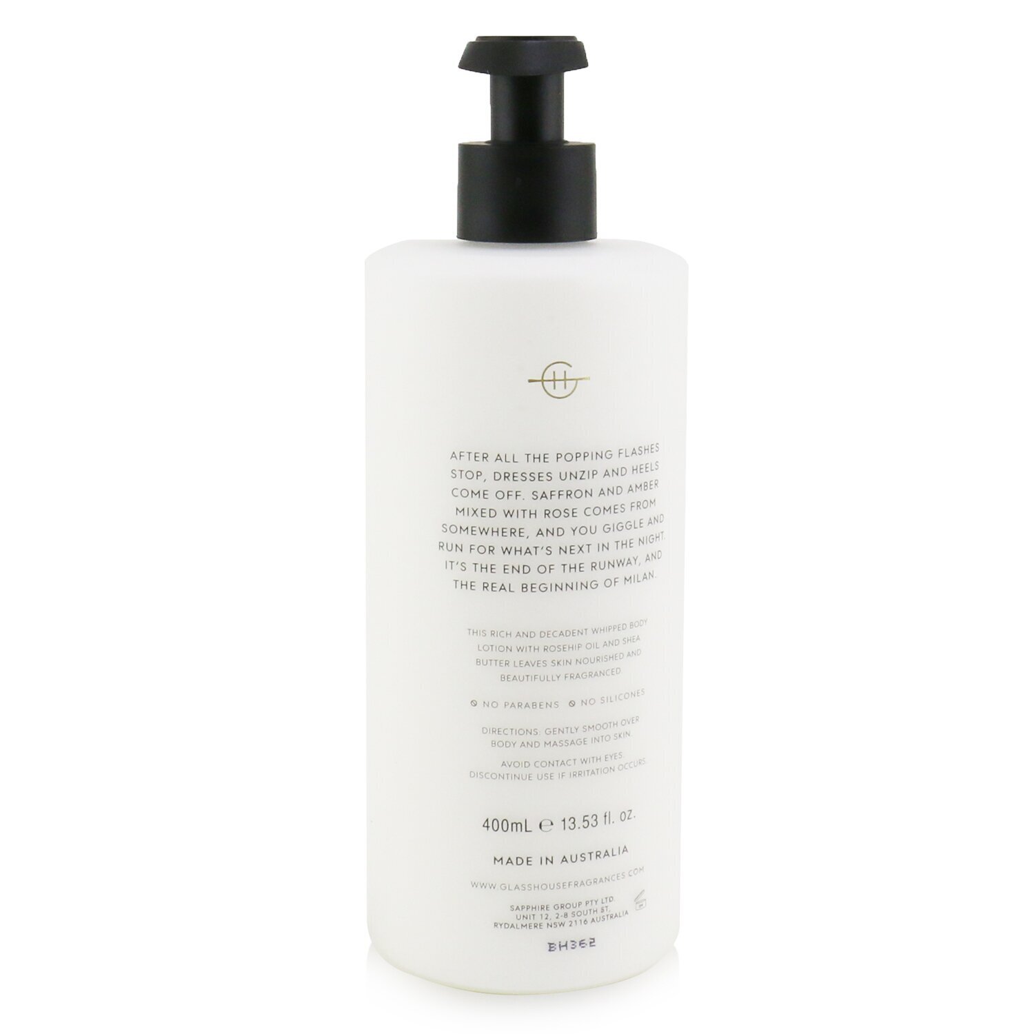 Glasshouse Body Lotion - Midnight In Milan (Saffron & Rose) 400ml/13.53oz