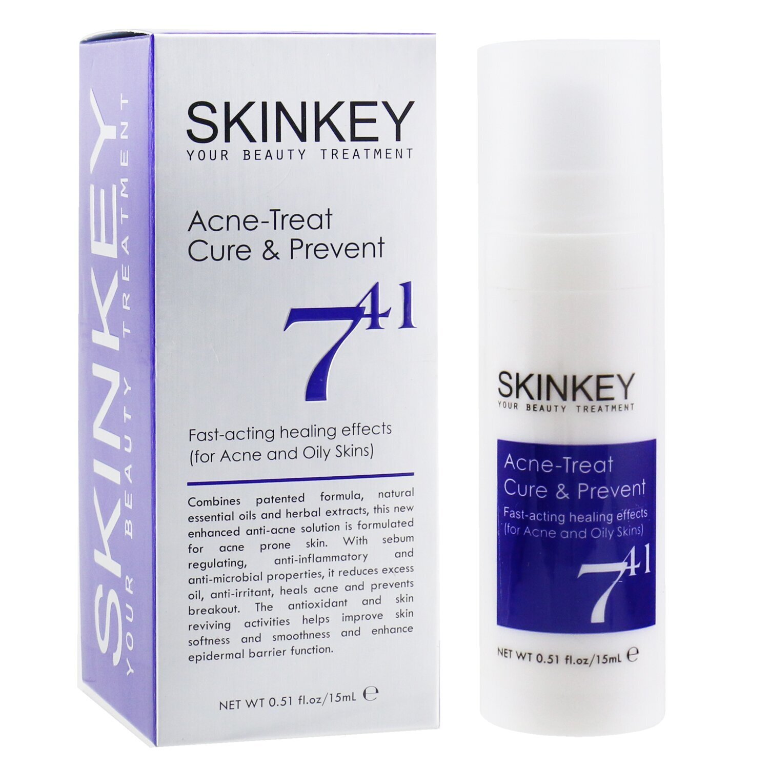 SKINKEY Acne Net Series Acne-Treat Cure & Prevent (For Acne & Oily Skins) - Fast-Acting Healing Effects 15ml/0.51oz