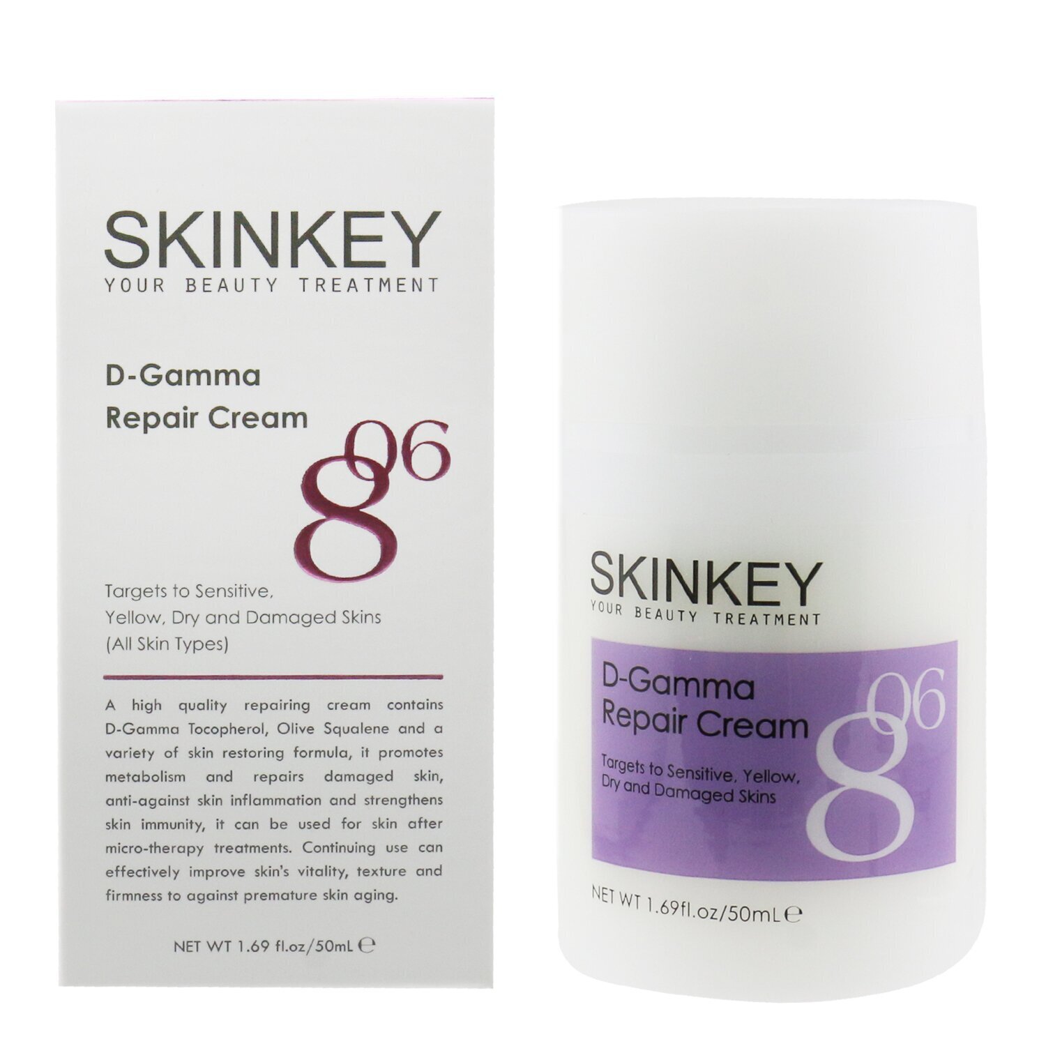 SKINKEY D-Gamma Crema Reparadora - Ataca Pieles Sensibles, Amarillas, Secas & Dañadas (Para Todo Tipo de Piel) 50ml/1.69oz