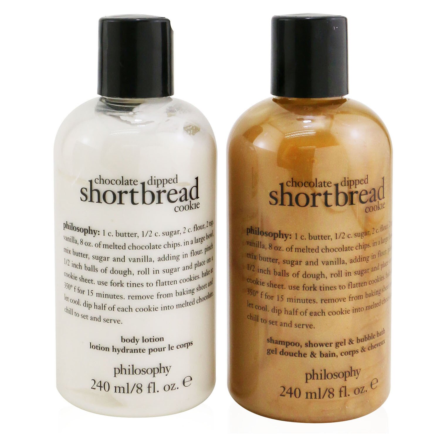 Philosophy Chocolate-Dipped Shortbread Cookie 2-Pieces Gift Set: Shampoo, Shower Gel & Bubble Bath 240ml + Body Lotion 240ml 2x240ml/8oz