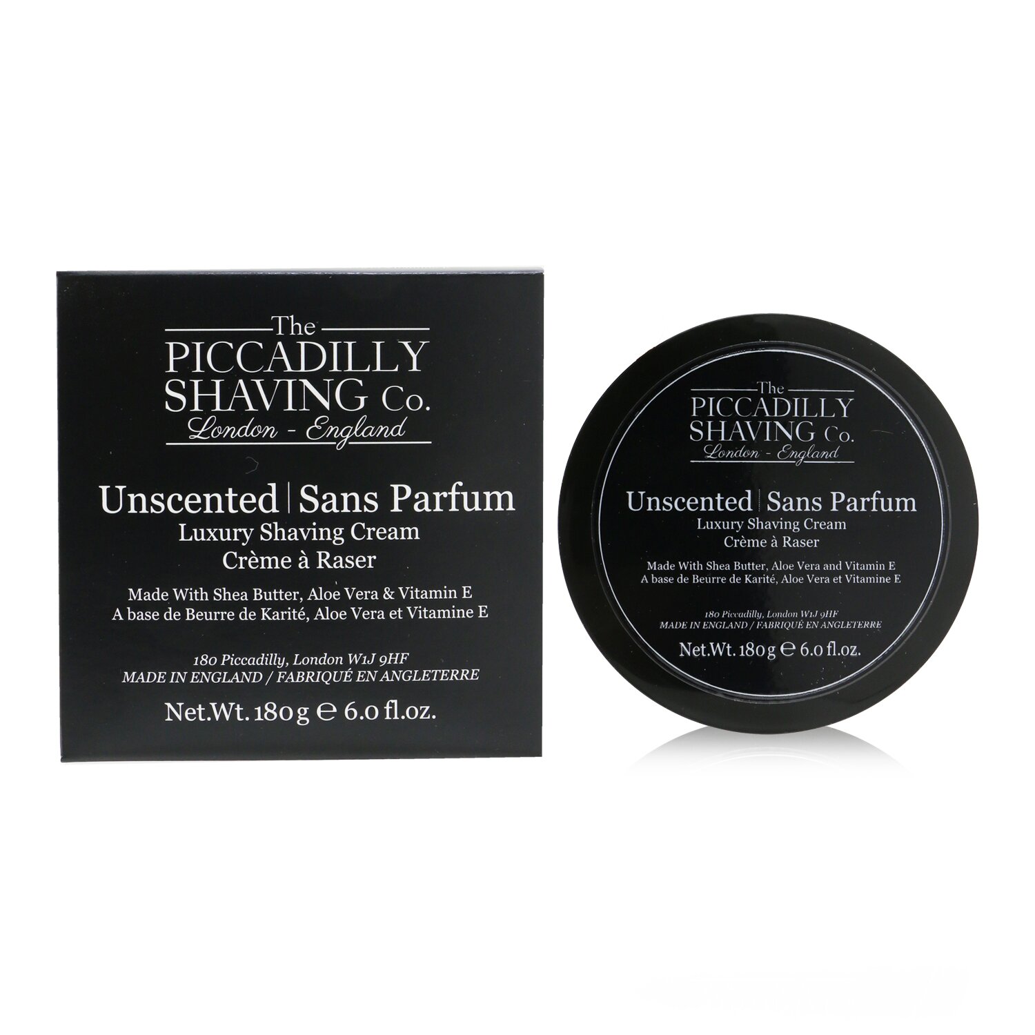 The Piccadilly Shaving Co. Unscented Crema de Afeitar Lujosa 180g/6oz