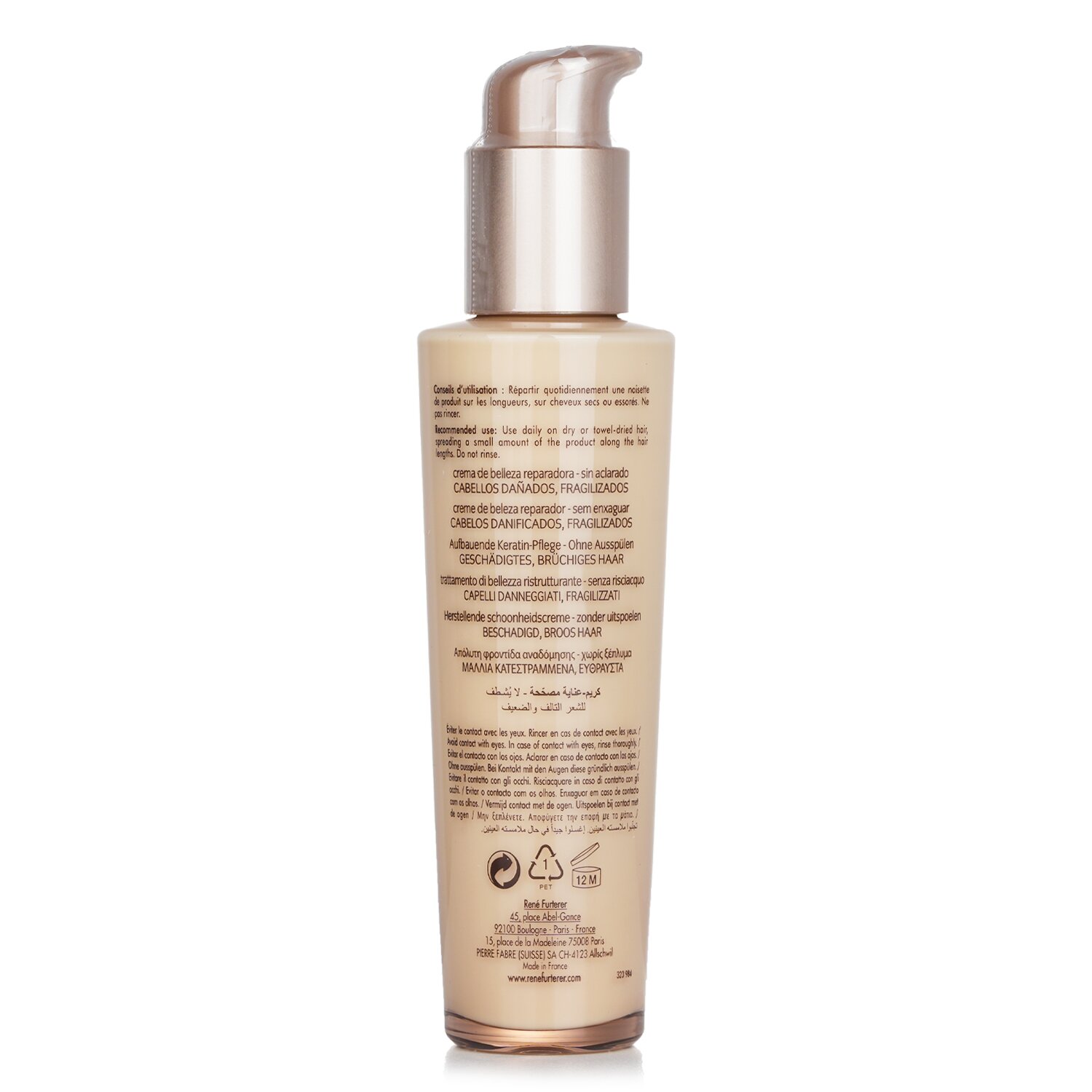 Rene Furterer Absolue Kèratine Crema de Belleza Reparadora Cuidado Renovador (Cabello Dañado, Sobre-Procesado) 100ml/3.3oz