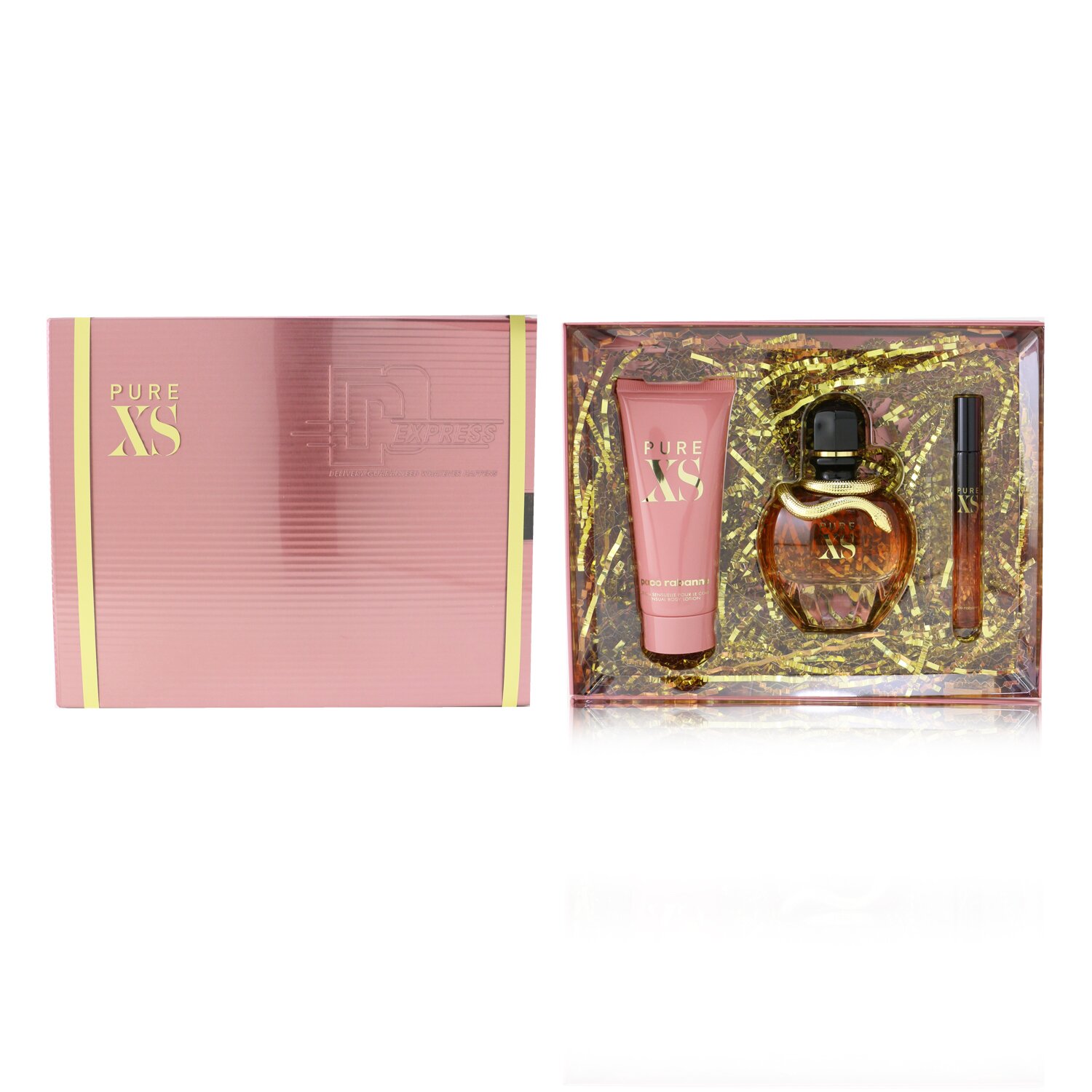 Paco Rabanne Pure XS Coffret: Eau De Parfum Spray 80ml/2.7oz + Eau De Parfum Spray 10ml/0.34oz + Sensual Body Lotion 100ml/3.4oz 3pcs