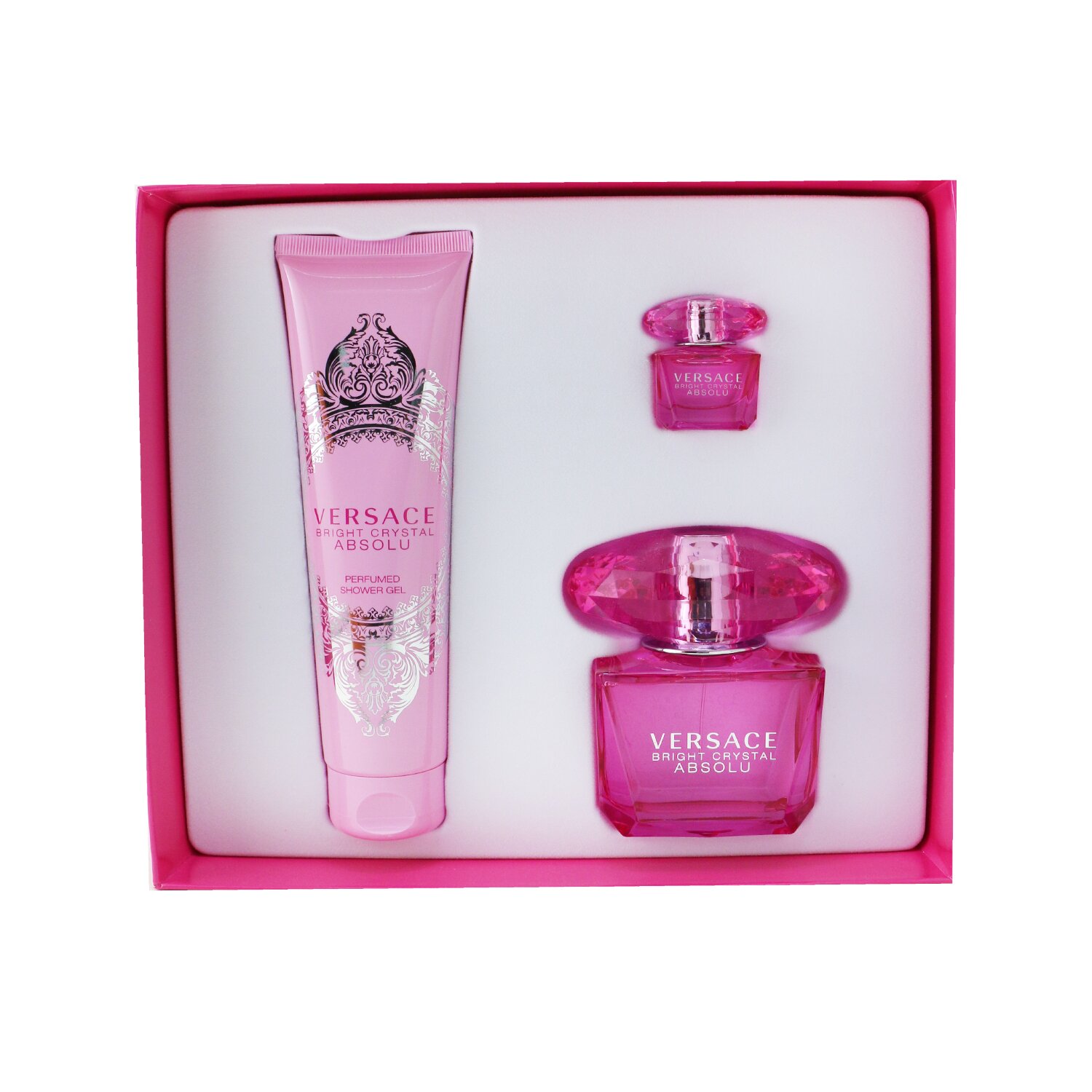 Versace Bright Crystal Absolu Coffret: Eau De Parfum Spray 90ml/3oz + Shower Gel 150ml/5oz + Eau De Parfum 5ml/0.17oz 3pcs