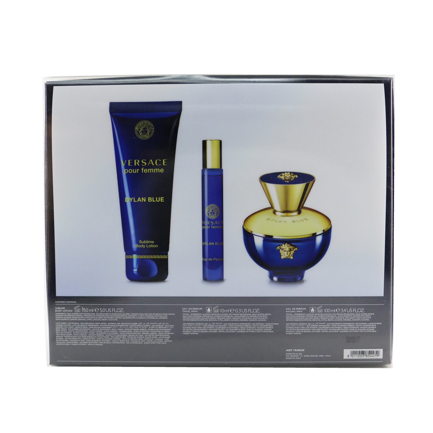 Versace Dylan Blue Coffret: Eau De Parfum Spray100ml/3.4oz + Body Lotion 150ml/5oz + Eau De Parfum Spray 10ml/0.3oz 3pcs