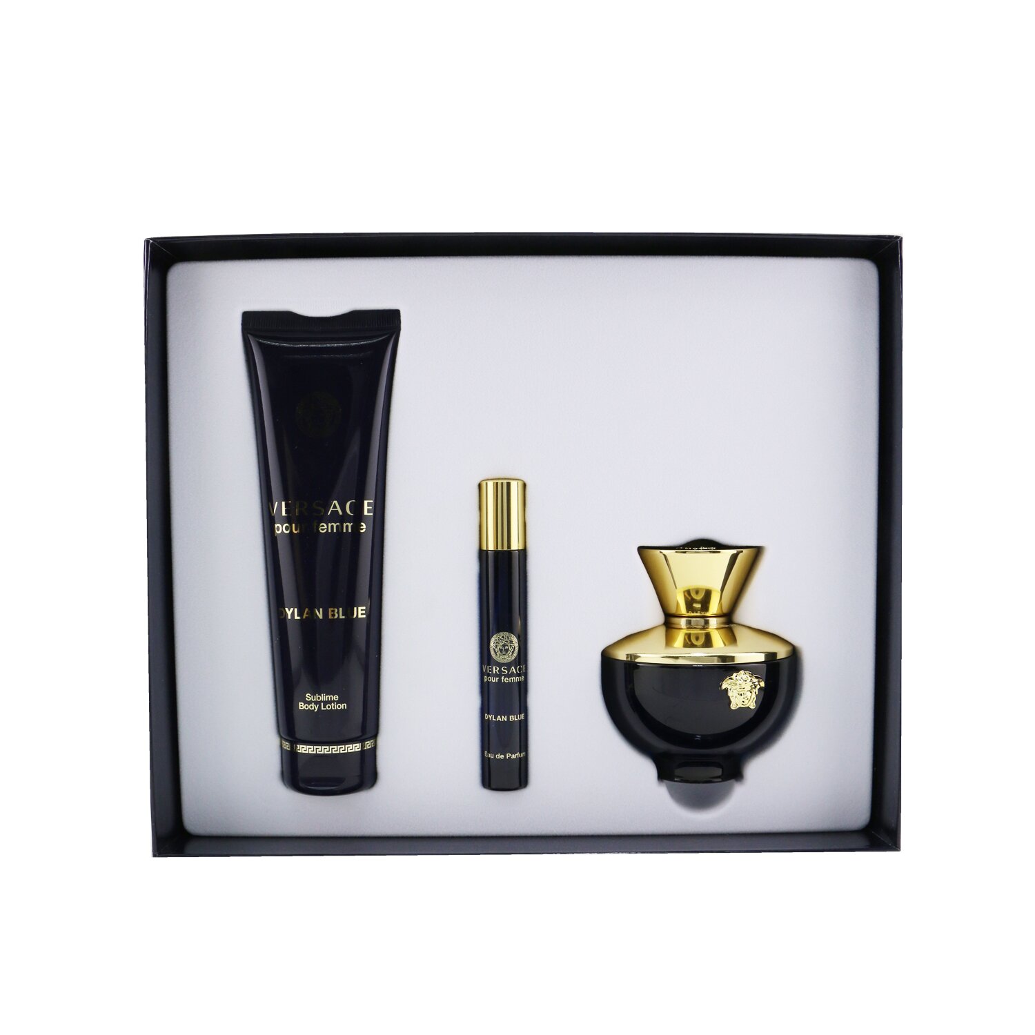 Versace Dylan Blue Coffret: Eau De Parfum Spray100ml/3.4oz + Body Lotion 150ml/5oz + Eau De Parfum Spray 10ml/0.3oz 3pcs