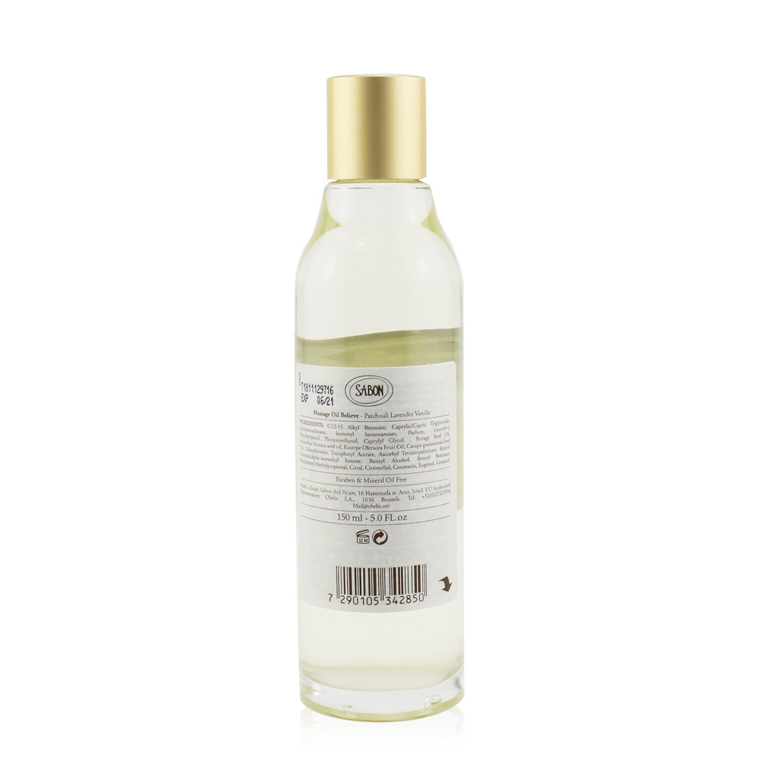 萨邦 Sabon Massage Oil - Believe (Patchouli Lavender Vanilla) (Exp. Date 06/2021) 150ml/5oz