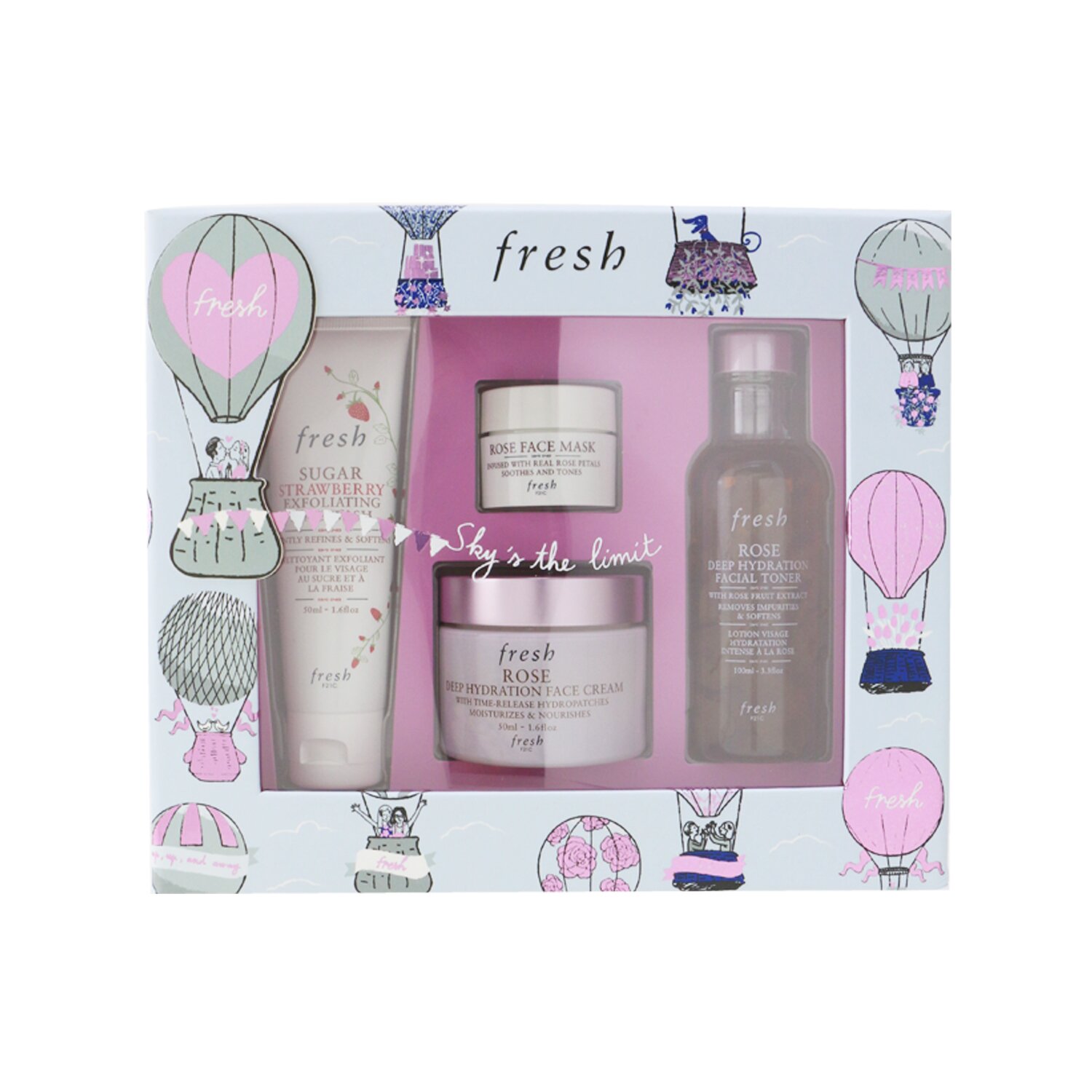 Fresh Rose Deep Hydration Skincare Set 4pcs