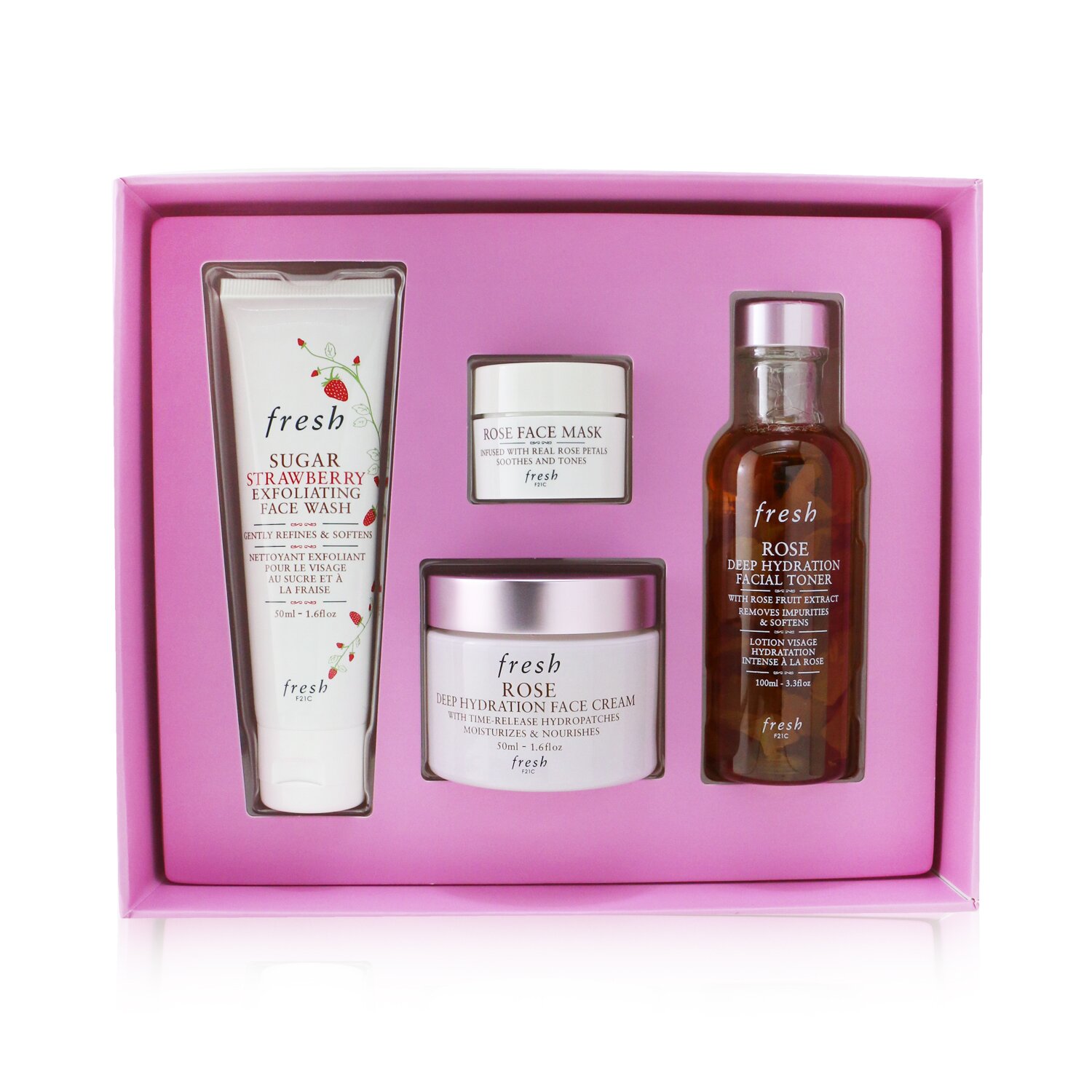 Fresh Rose Deep Hydration Skincare Set 4pcs