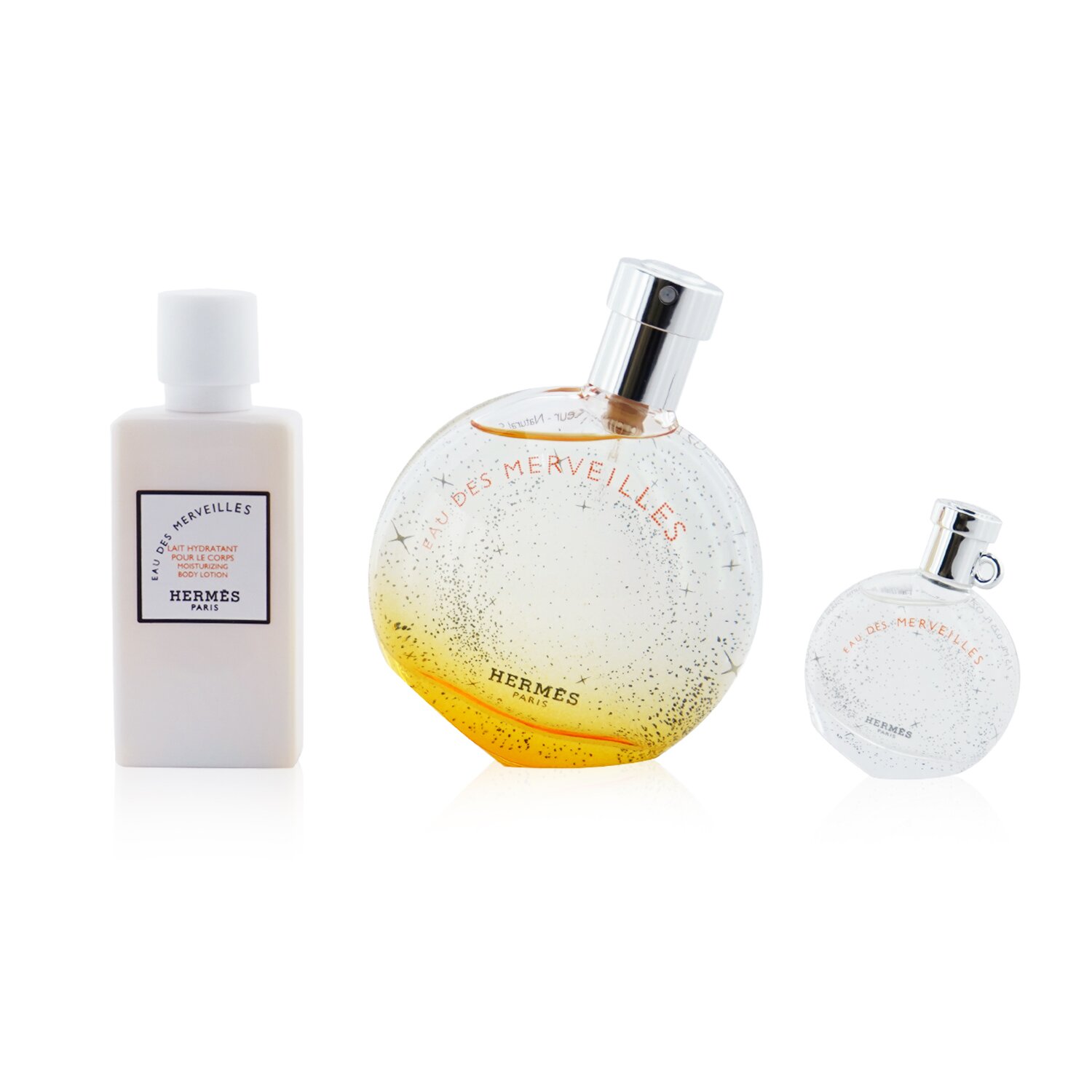 Hermes Eau Des Merveilles Coffret: Eau DeToilette Spray 50ml + Eau De Toilette 7.5ml + Body Lotion 40ml (Navy Box) 3pcs