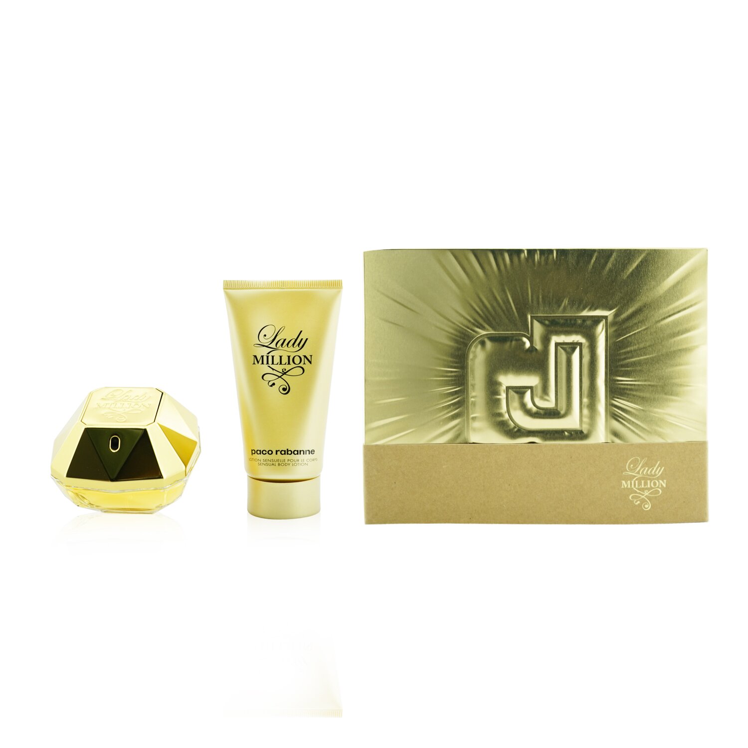 Paco Rabanne Lady Million Coffret: Lady Million Eau De Parfum Spray 50ml/1.7oz + Sensual Body Lotion 75ml/2.5oz 2pcs