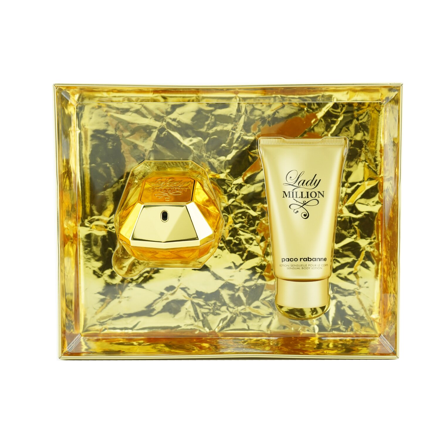 Paco Rabanne Lady Million Coffret: Lady Million Eau De Parfum Spray 50ml/1.7oz + Sensual Body Lotion 75ml/2.5oz 2pcs