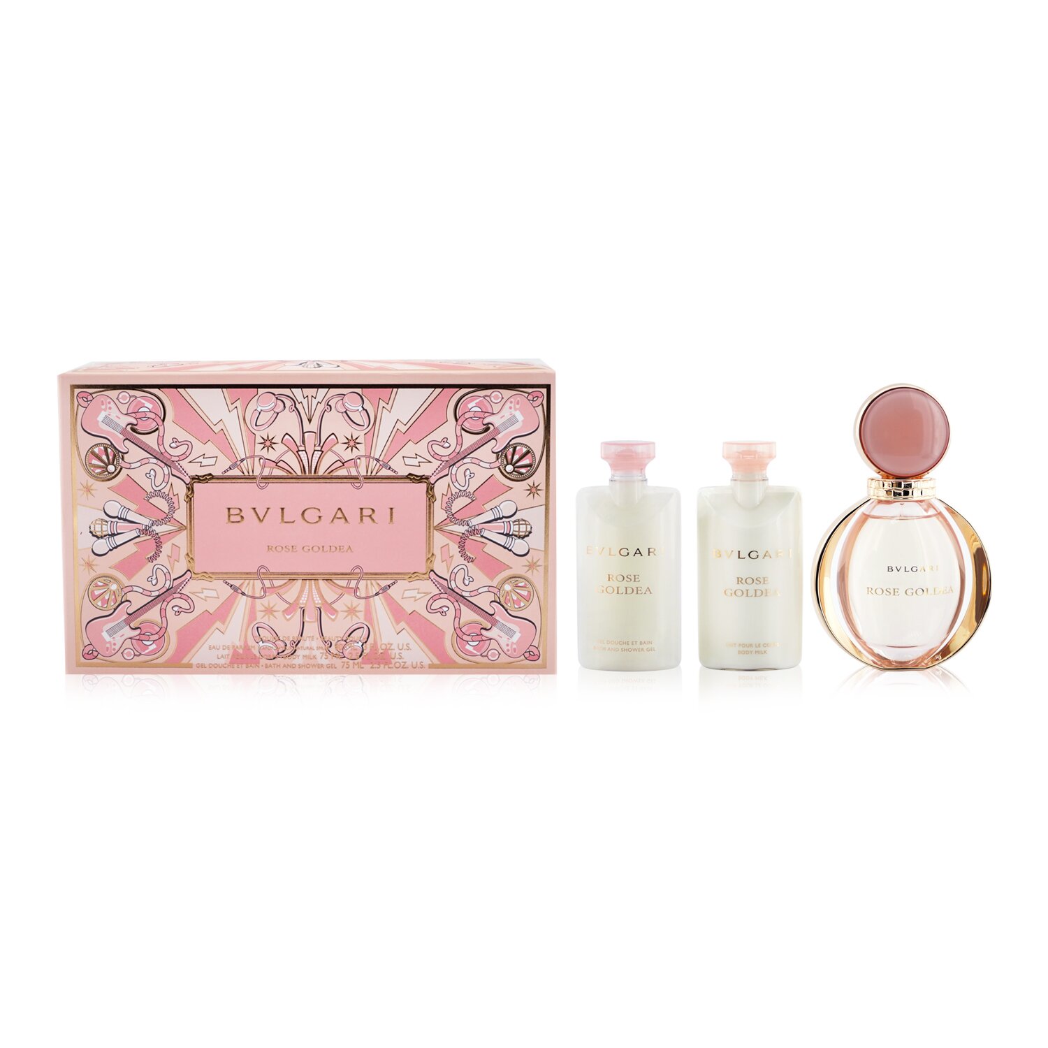 Bvlgari Rose Goldea Coffret: Eau De Parfum Spray 90ml/3oz + Body Lotion 75ml/2.5oz + Shower Gel 75ml/2.5oz + Pouch 3pcs+Pouch