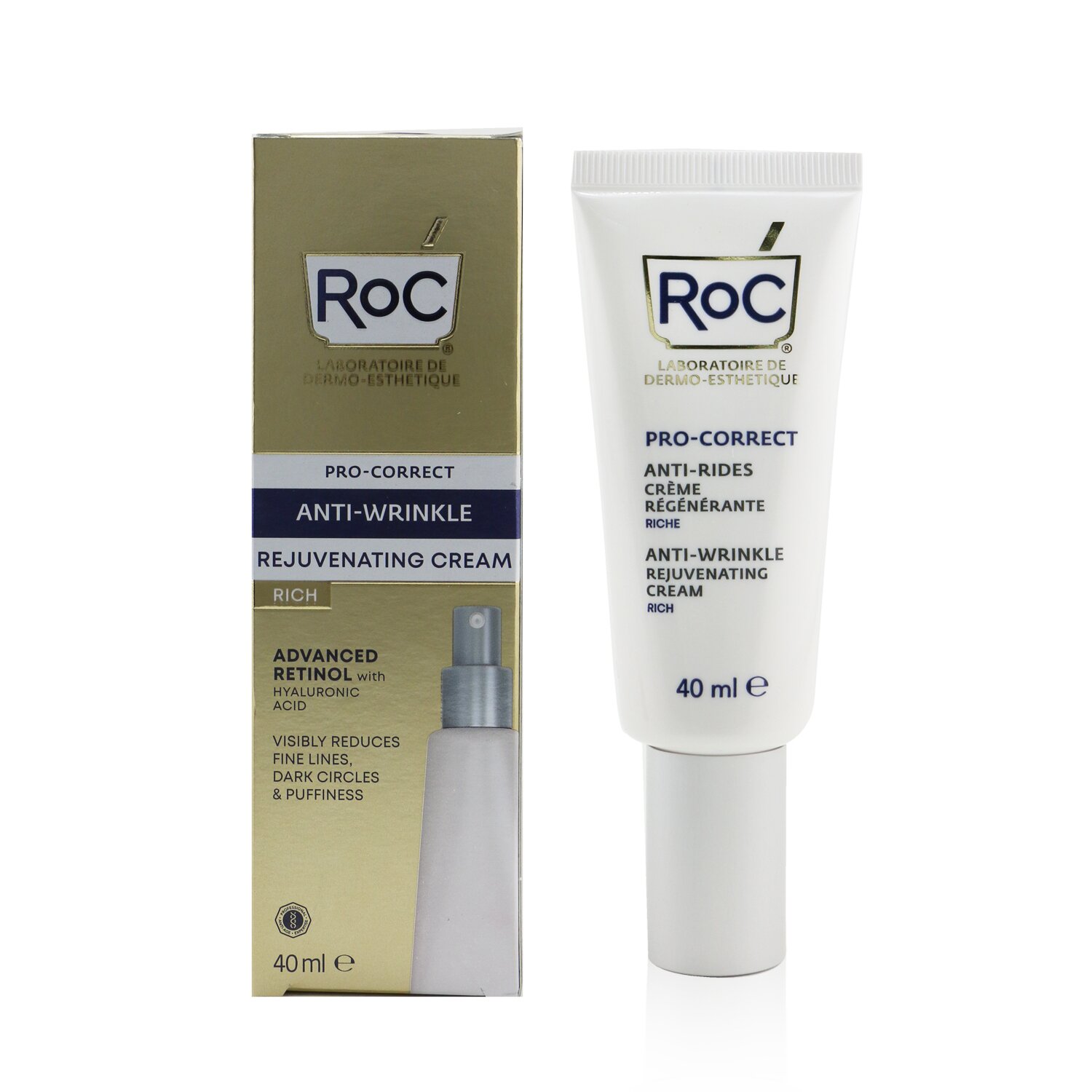 ROC Pro-Correct Anti-Wrinkle Rejuvenating Rich Cream - Advanced Retinol With Hyaluronic Acid קרם עשיר עם רטינול וחומצה היאלורונית 40ml/1.35oz