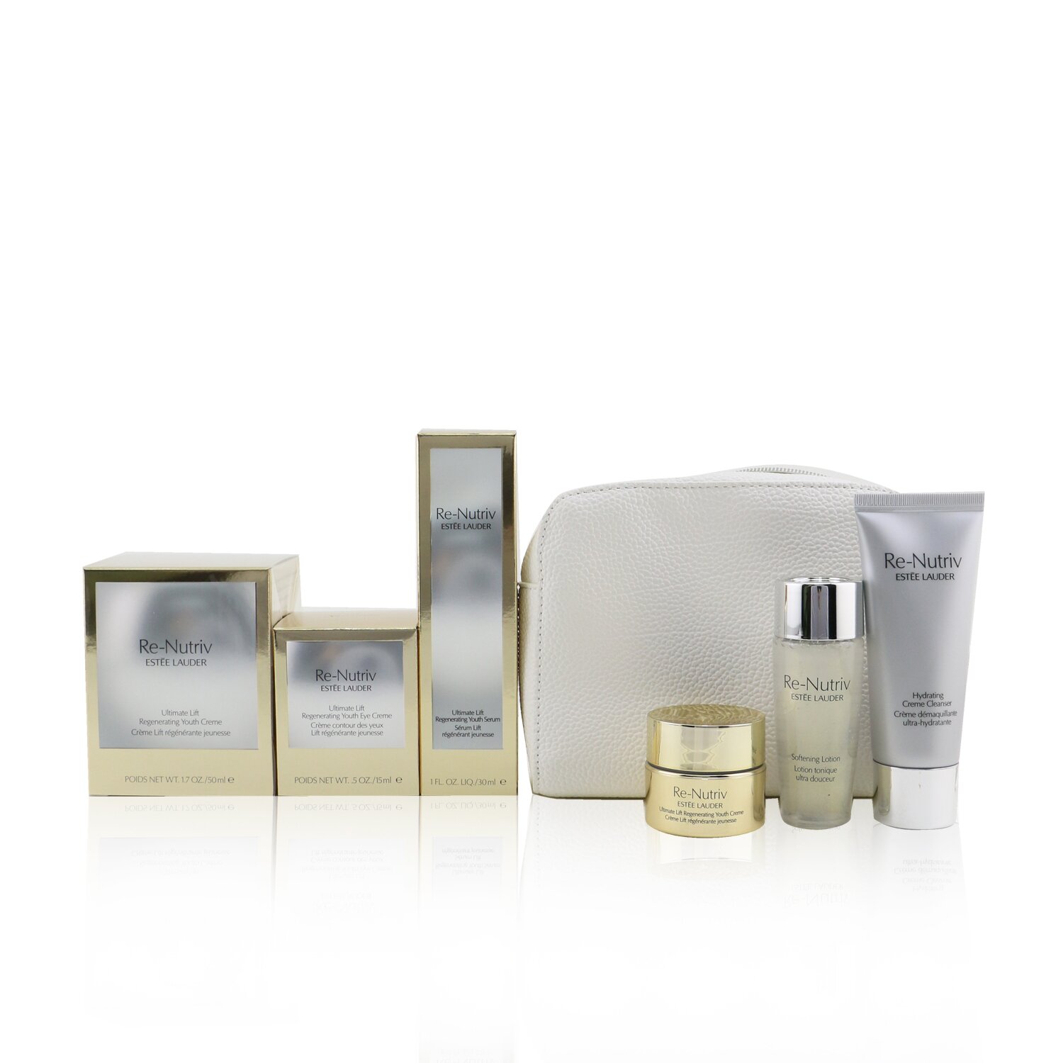 Estee Lauder Re-Nutriv Ultimate Lift Regenerating Youth Precious Collection: Creme 50ml+Serum 30ml+Eye Creme 15ml+Lotion 30ml+Cleanser.... 6pcs+1bag