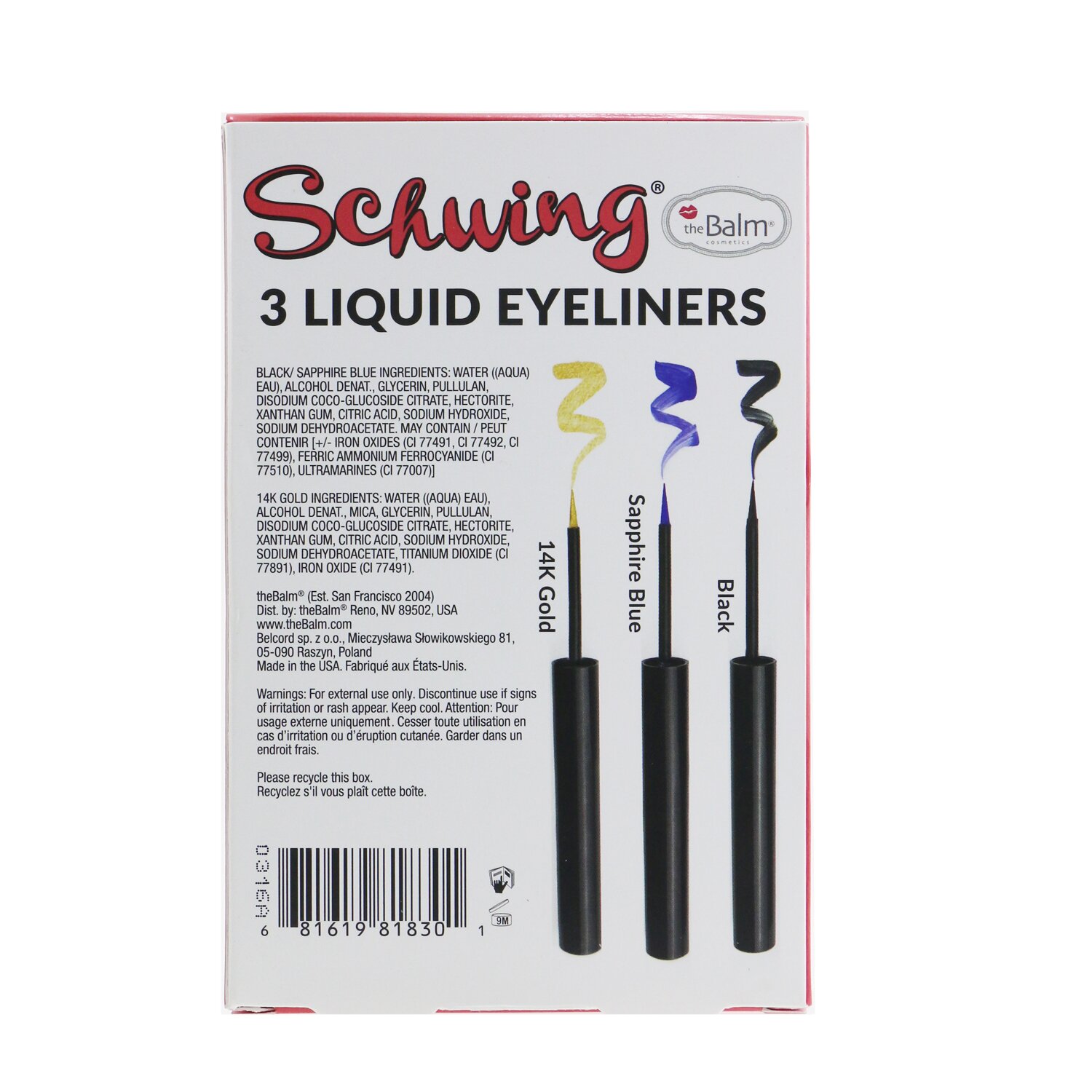 TheBalm Schwing Liquid Eyeliner Trio (3x Liquid Eyeliner) 3x1.7ml/0.05oz