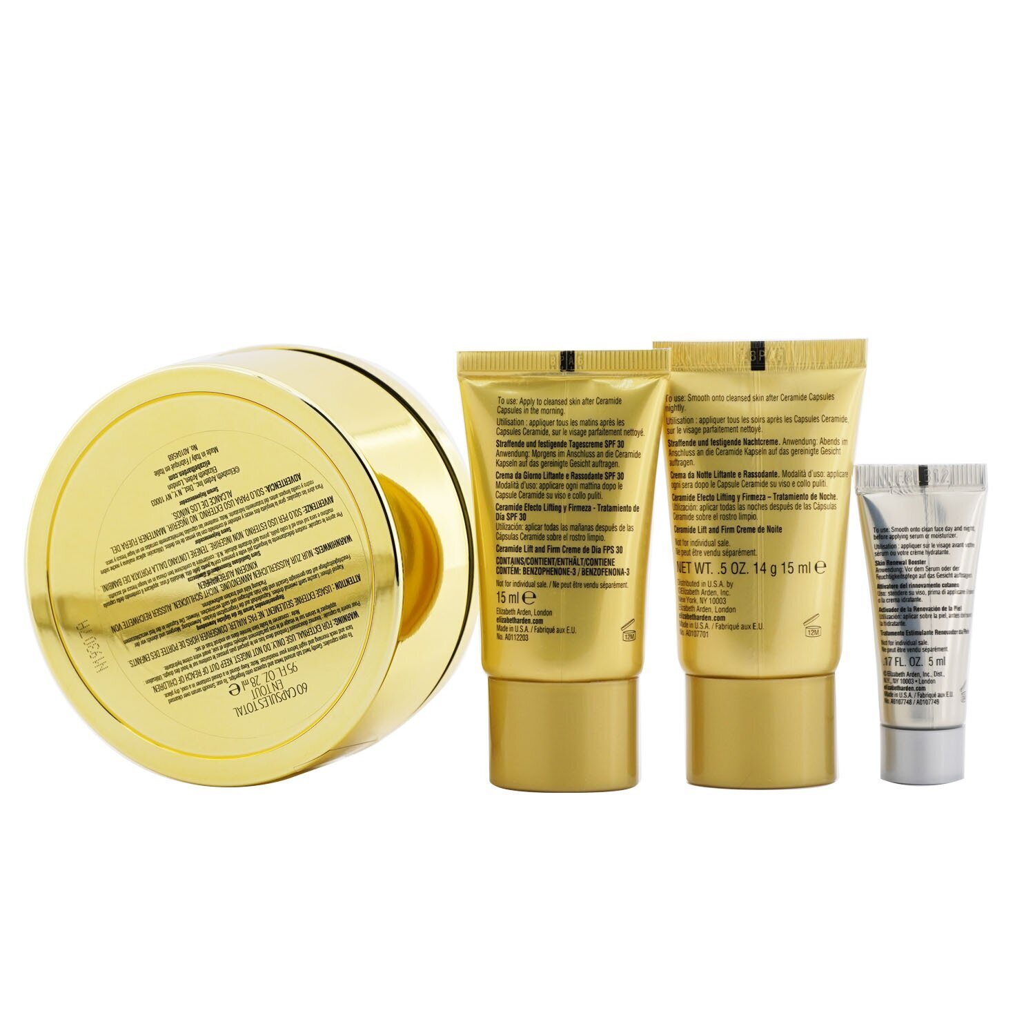 Elizabeth Arden Ceramide Daily Youth Restoring Capsules Set: Capsules 60caps+ Day Cream SPF 30 15ml+ Night Cream 15ml+ Skin Renewal Booste... 4pcs