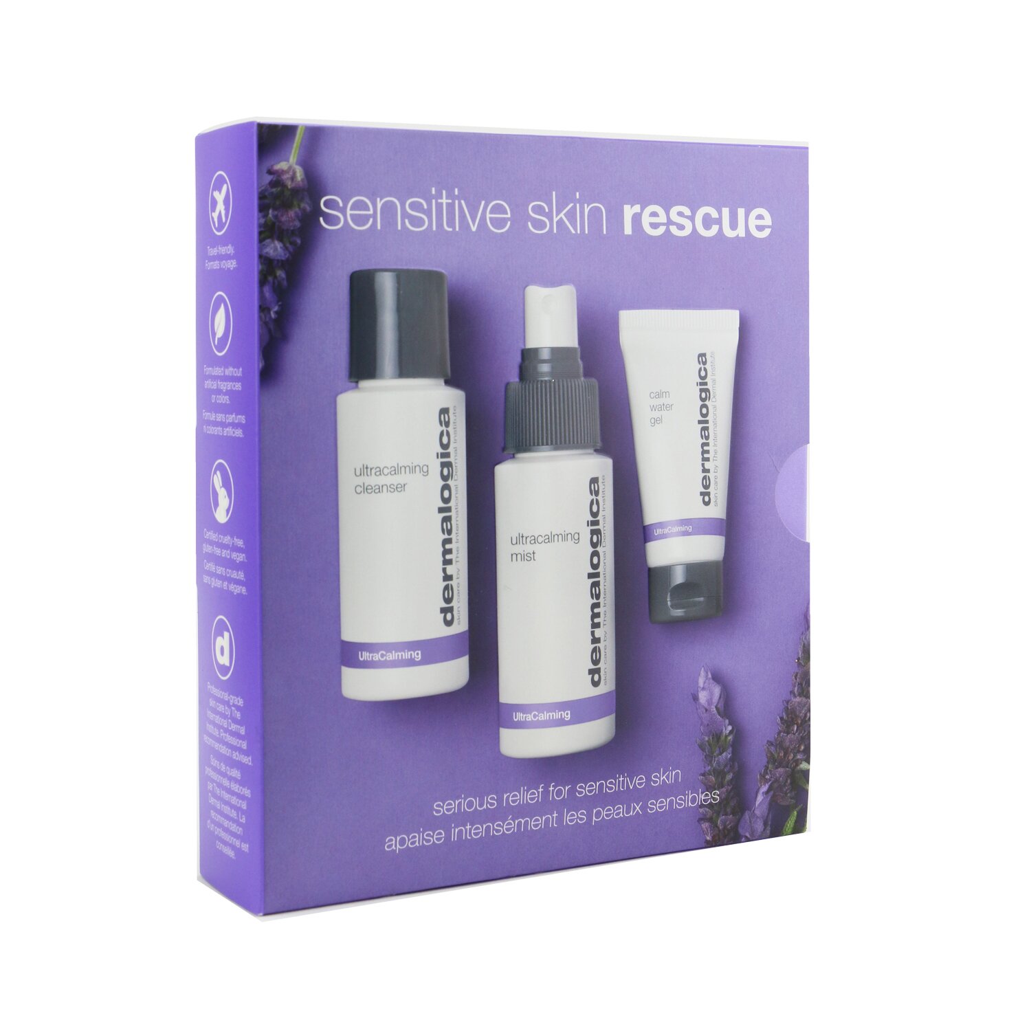 Dermalogica Sensitive Skin Rescue Kit: UltraCalming Cleanser 50ml/1.7oz + UltraCalming Mist 50ml/1.7oz + Calm Water Gel 15ml/0.5oz 3pcs