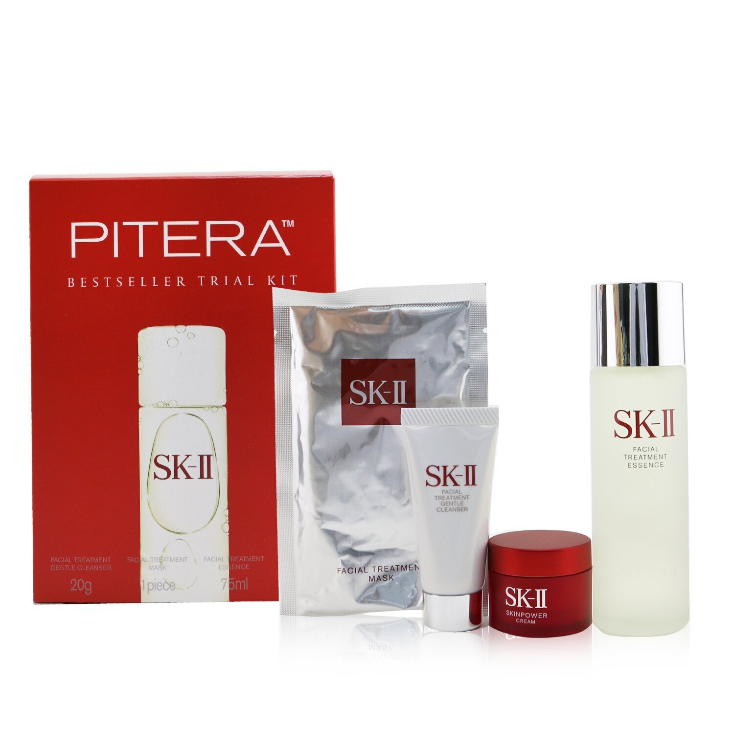 SK II Bestseller Trial kit 4-Pieces Kit: Facial Treatment Essence 75ml + Cleanser 20g + Mask 1pc + Skinpower Cream 15g 4pcs