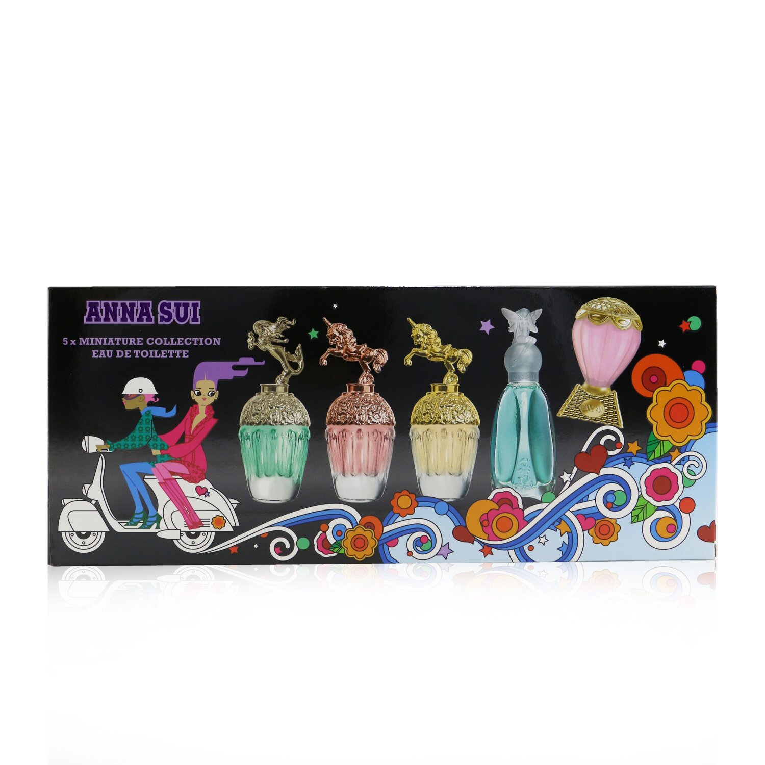 Anna Sui Miniature Coffret מארז : Secret Wish 5 מ&quot;ל + Sky 5 מ&quot;ל +Fantasia 5 מ&quot;ל + Fantasia Mermaid 5 מ&quot;ל + Fantasia Forever 5 מ&quot;ל 5x5ml/0.17oz