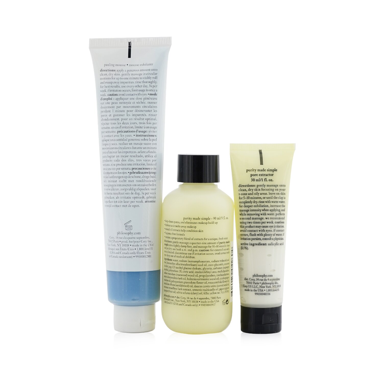 フィロソフィー Philosophy Glow All Year Long 3-Pieces Gift Set: One-Step Facial Cleanser 90ml + Peeling Mousse 75ml + Exfoliating Clay Mask 30ml (Exp. Date 08/2021) 3pcs