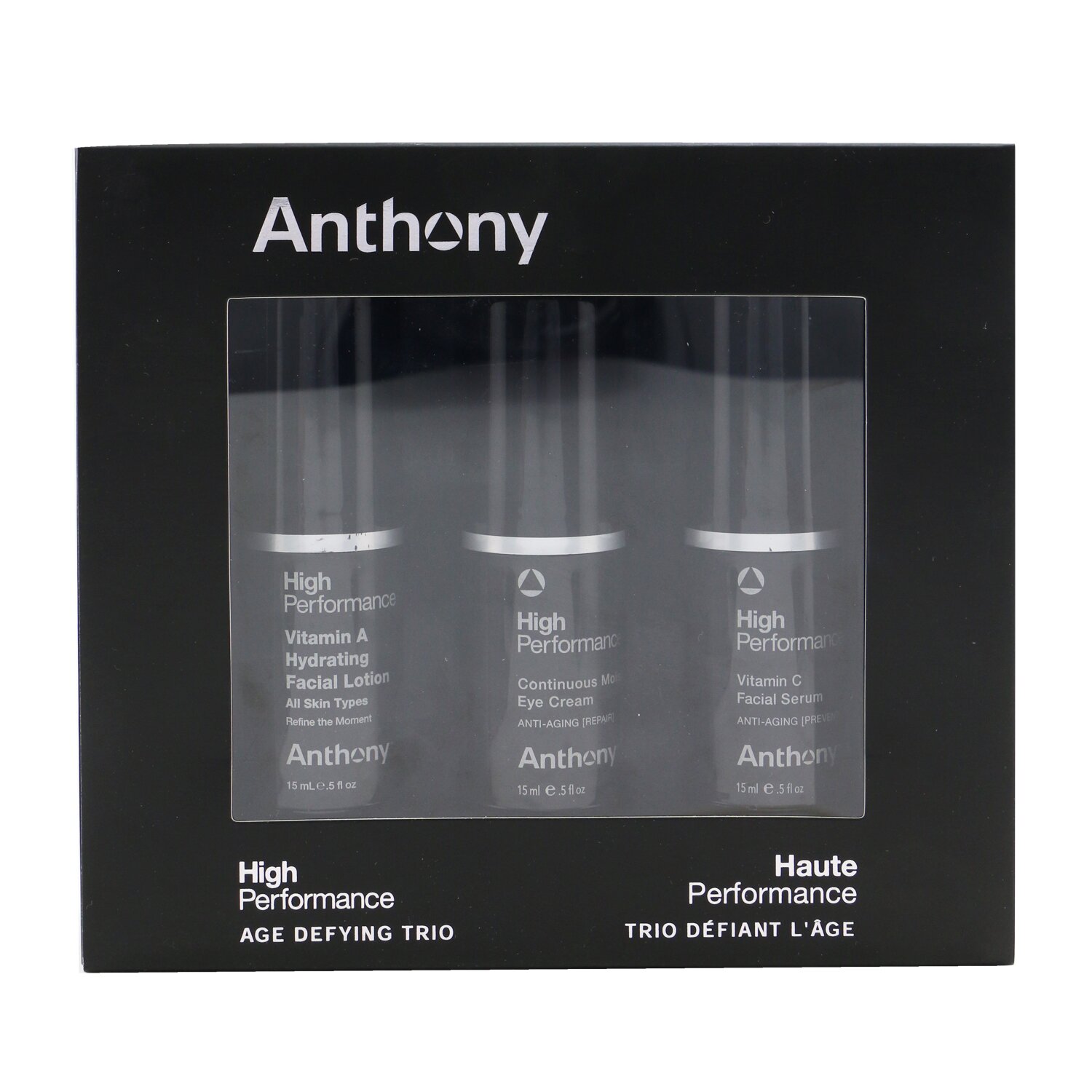 Anthony High Performance Age Defying Trio Set: Vitamin C Facial Serum 15ml +Vitamin A Facial Lotion 15ml + Eye Cream 15ml 3x15ml/0.5oz