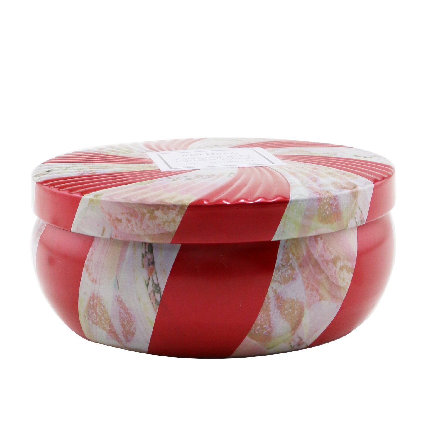 Voluspa شمع قصديري مزخرف مع 3 فتائل - Crushed Candy Cane 340g/12oz