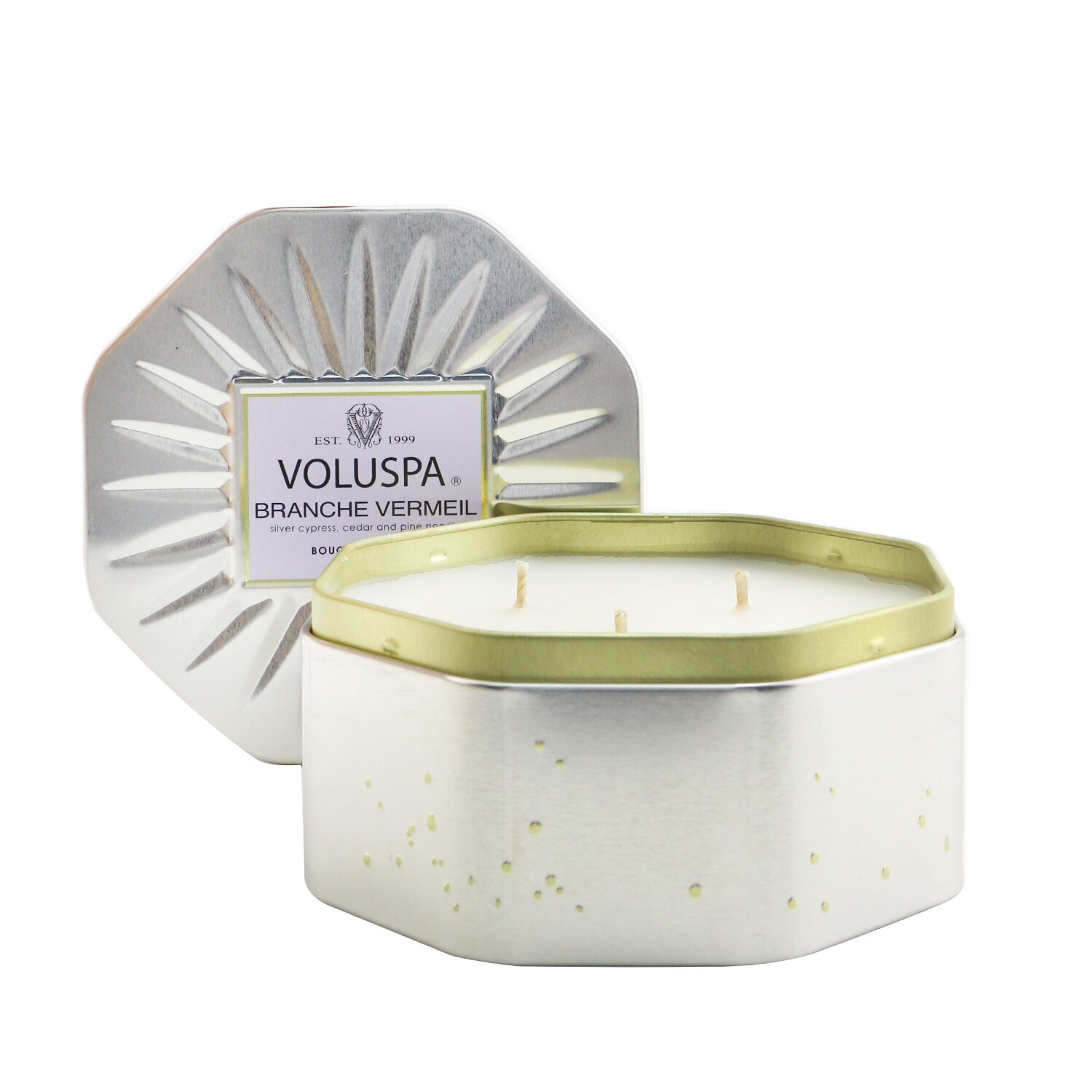 Voluspa شمع قصدير ثماني مع 3 فتائل - Branche Vermeil 340g/12oz