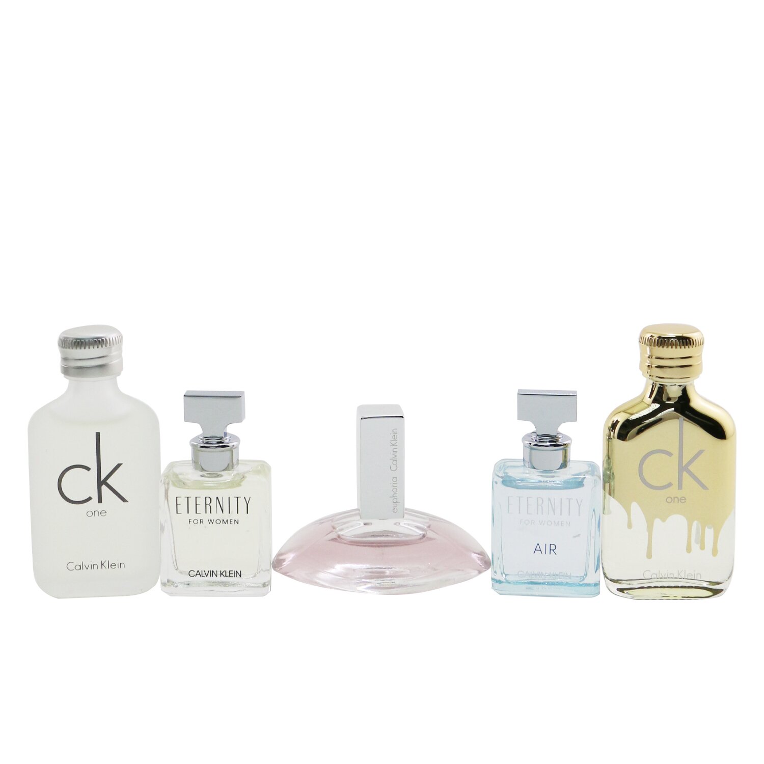 Calvin Klein Deluxe Travel Collection: CK One EDT 10ml+CK One Gold EDT 10ml+Eternity EDP 5ml+Eternity Air EDP 5ml+Euphoria EDP 4ml 5pcs