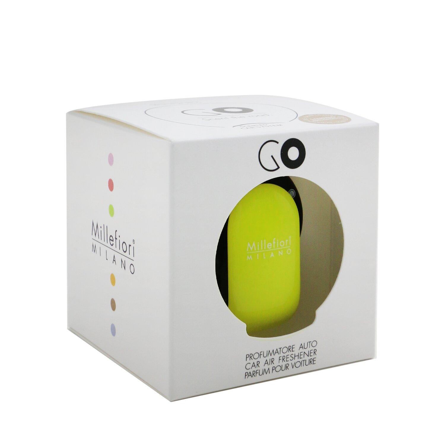 Millefiori Go Car Air Freshener - Sandalo Bergamotto (Lime Yellow Case) 4g/0.14oz