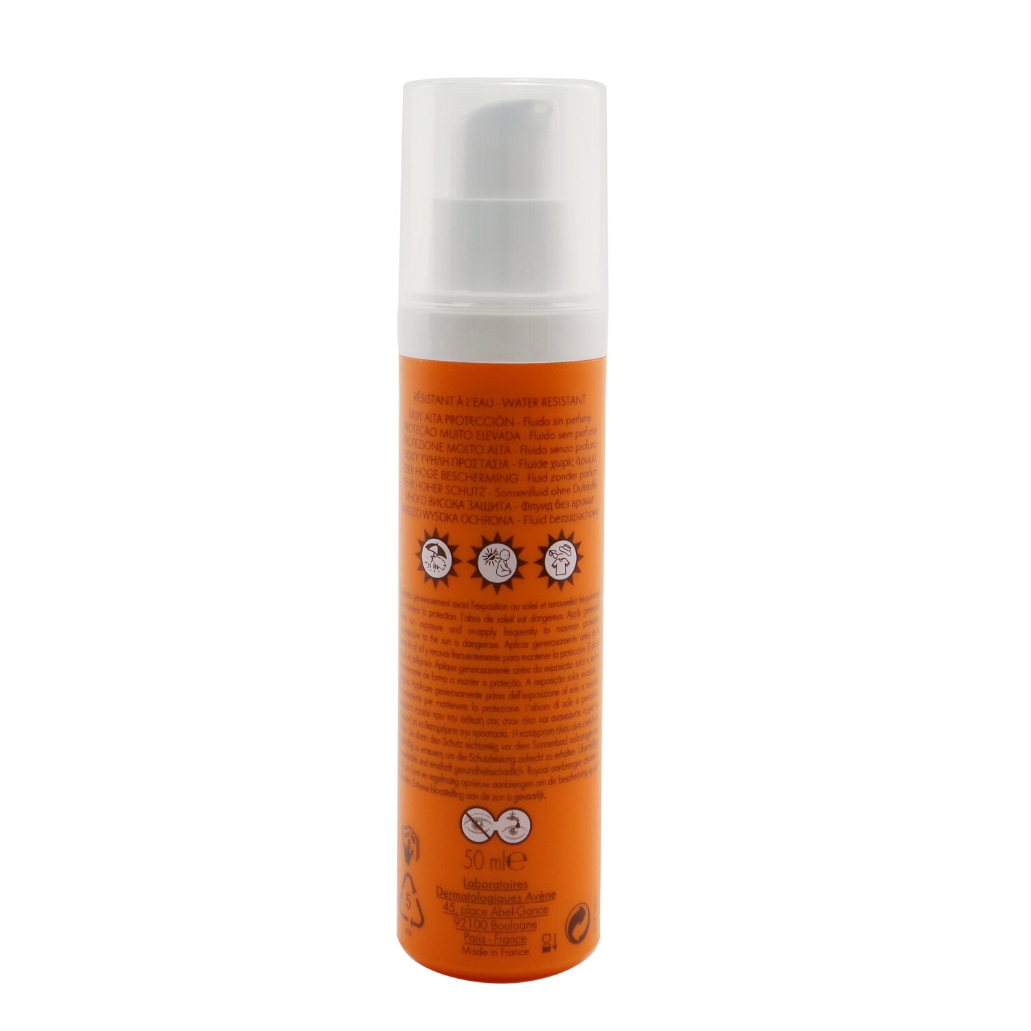 Avene Very High Protection Dry Touch Fluid SPF 50 - For Normal to Combination Sensitive Skin (Fragrance Free) נוזל הגנה מהשמש עבור עור רגיל עד מעורב - נטול בושם 50ml/1.7oz